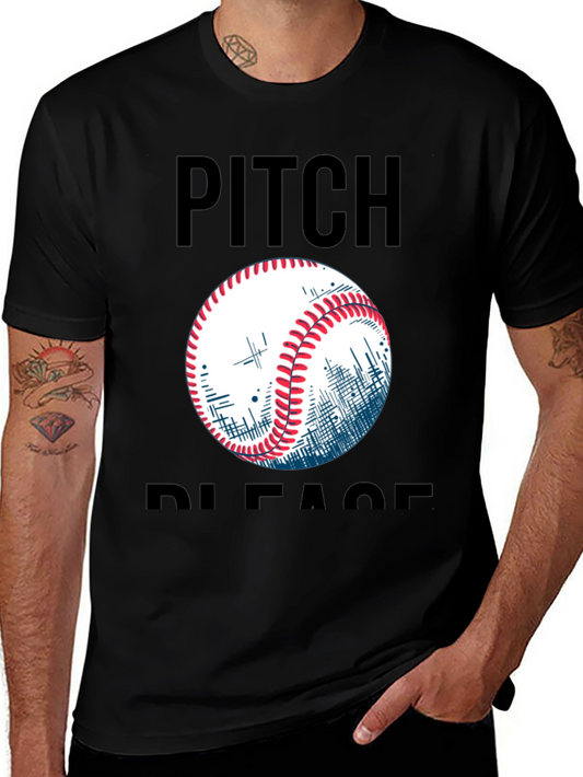 Pitch Please Baseball Graphic Tee - Black