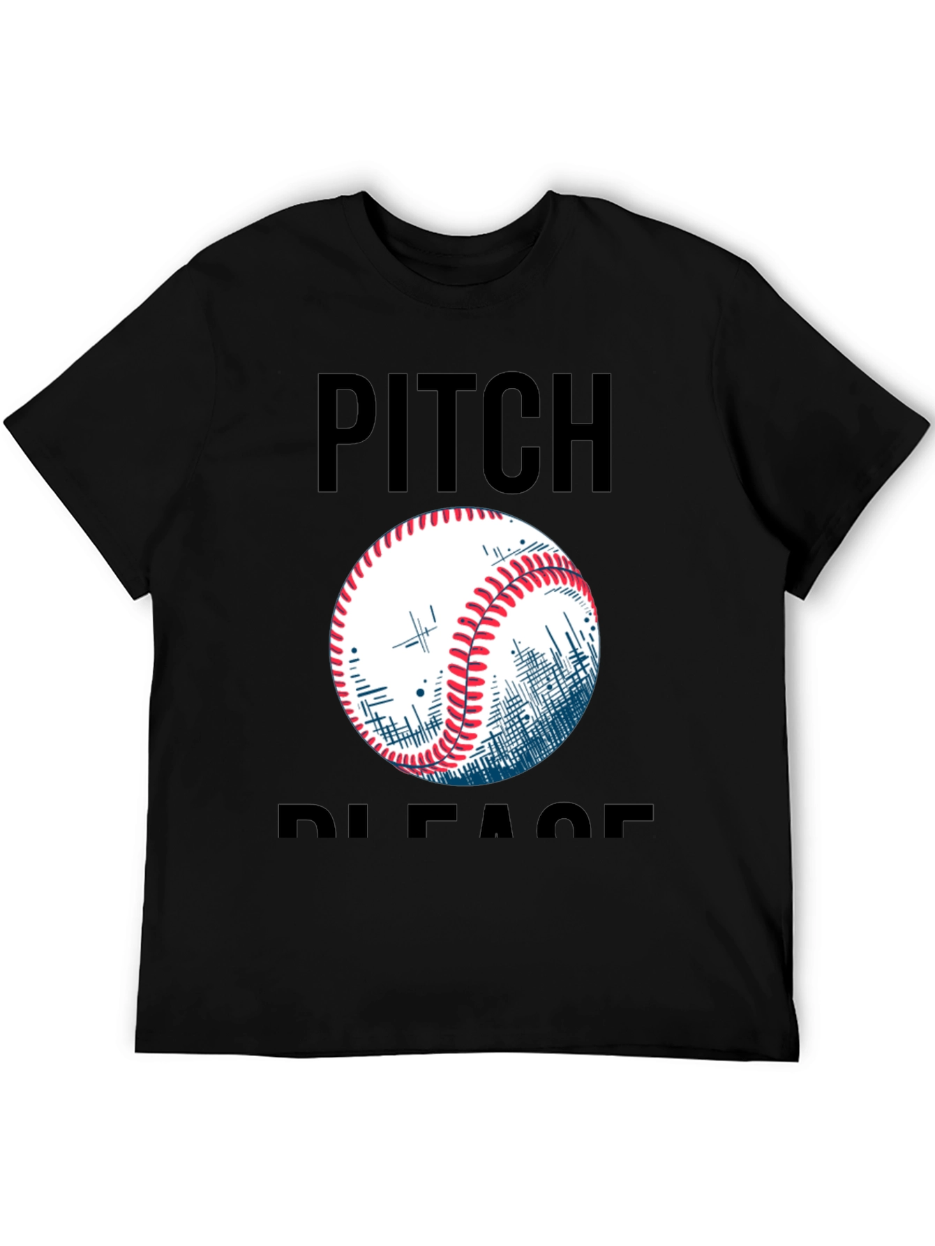 Pitch Please Baseball Graphic Tee - Black