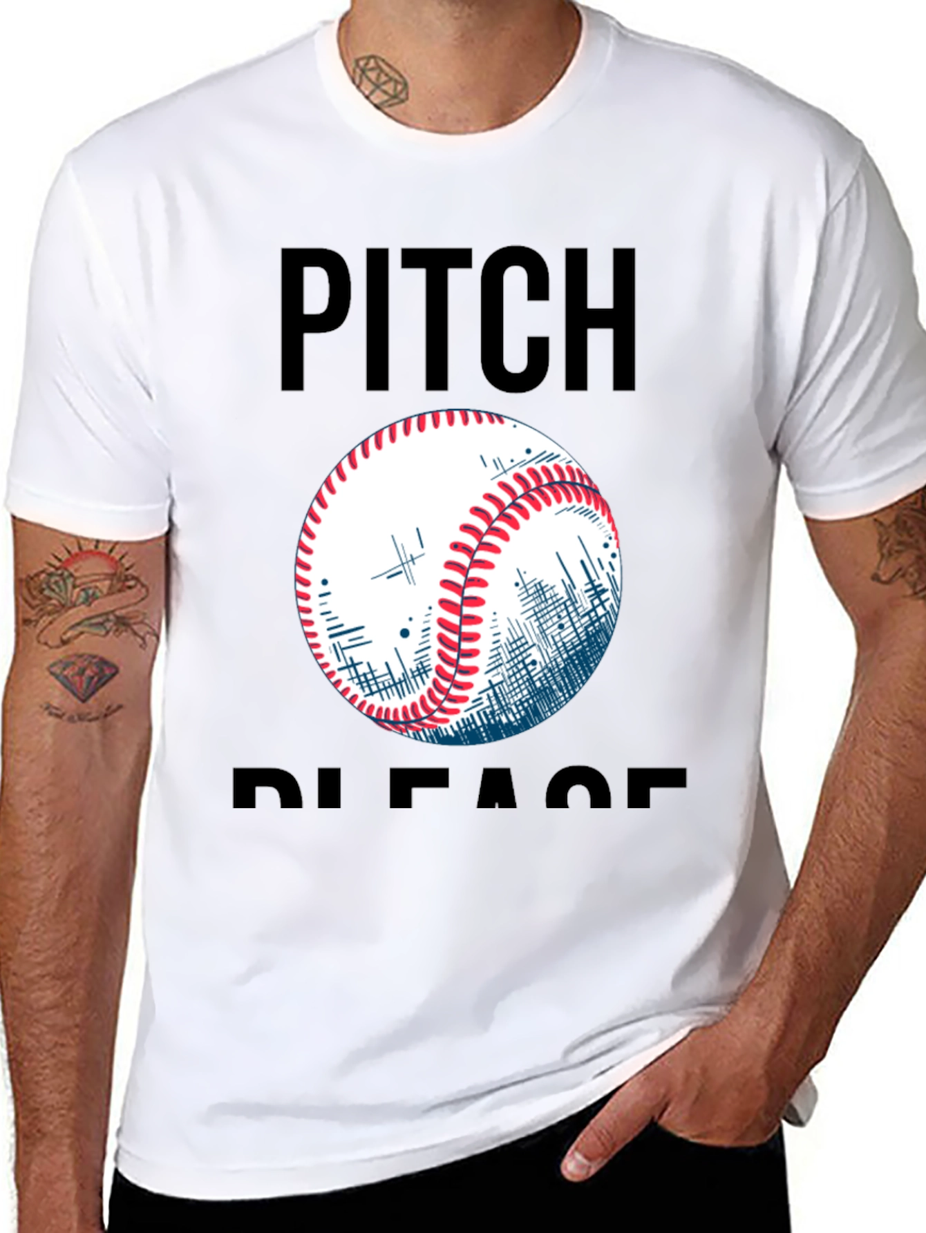 Pitch Please Baseball Graphic Tee - Black