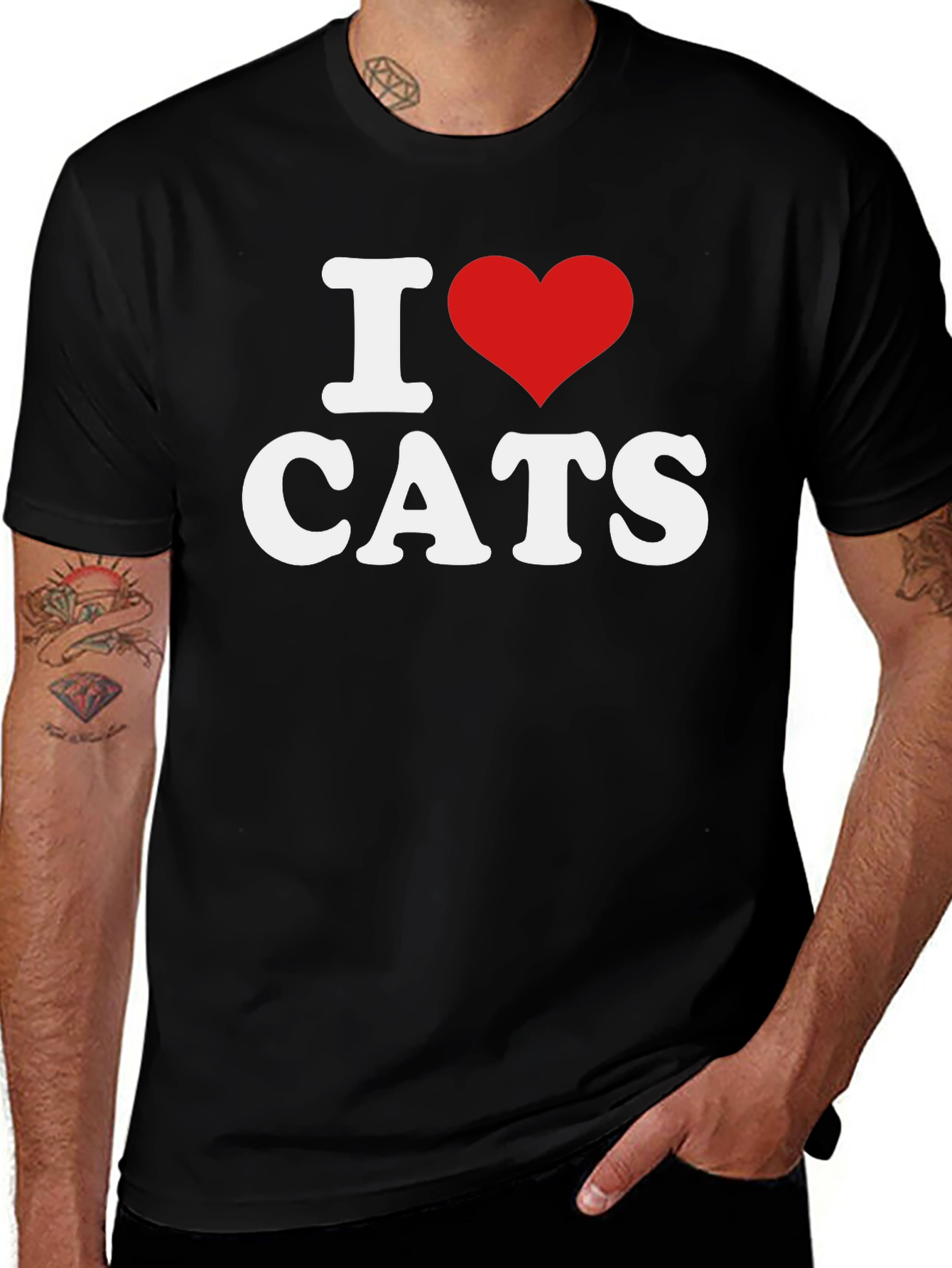 I Heart Cats T-Shirt - Black Cotton Blend