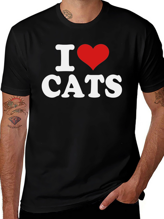 I Heart Cats T-Shirt - Black Cotton Blend