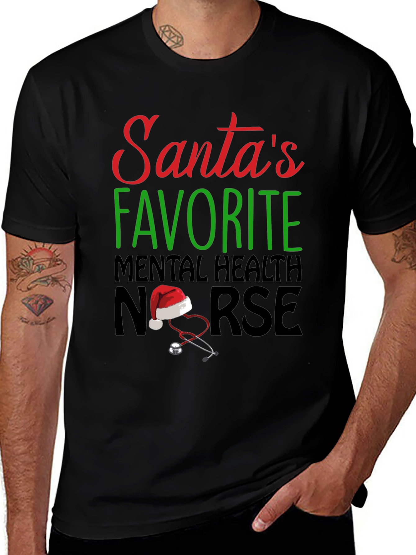 Santas Favorite Mental Health Nurse Christmas T-Shirt