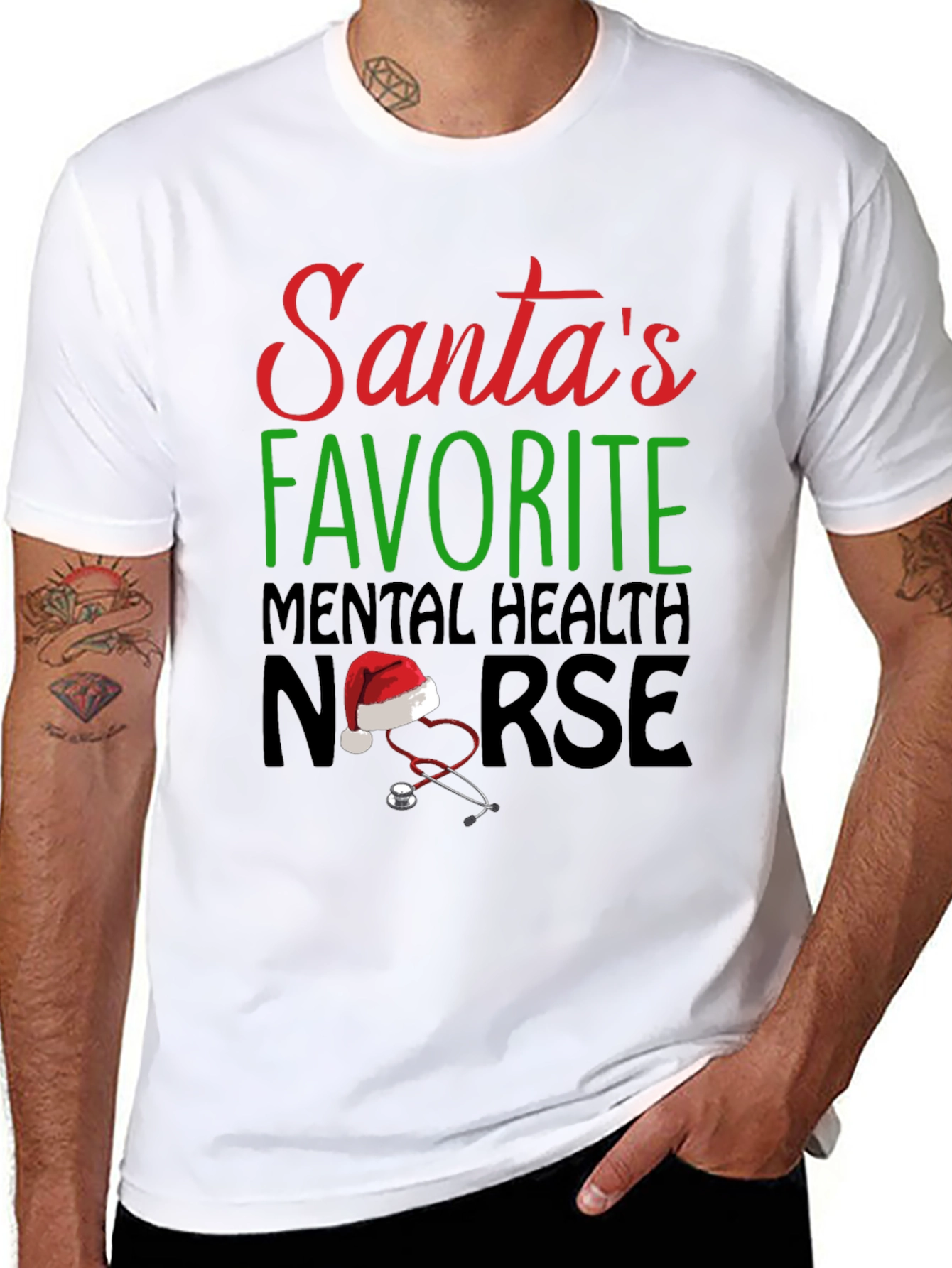 Santas Favorite Mental Health Nurse Christmas T-Shirt