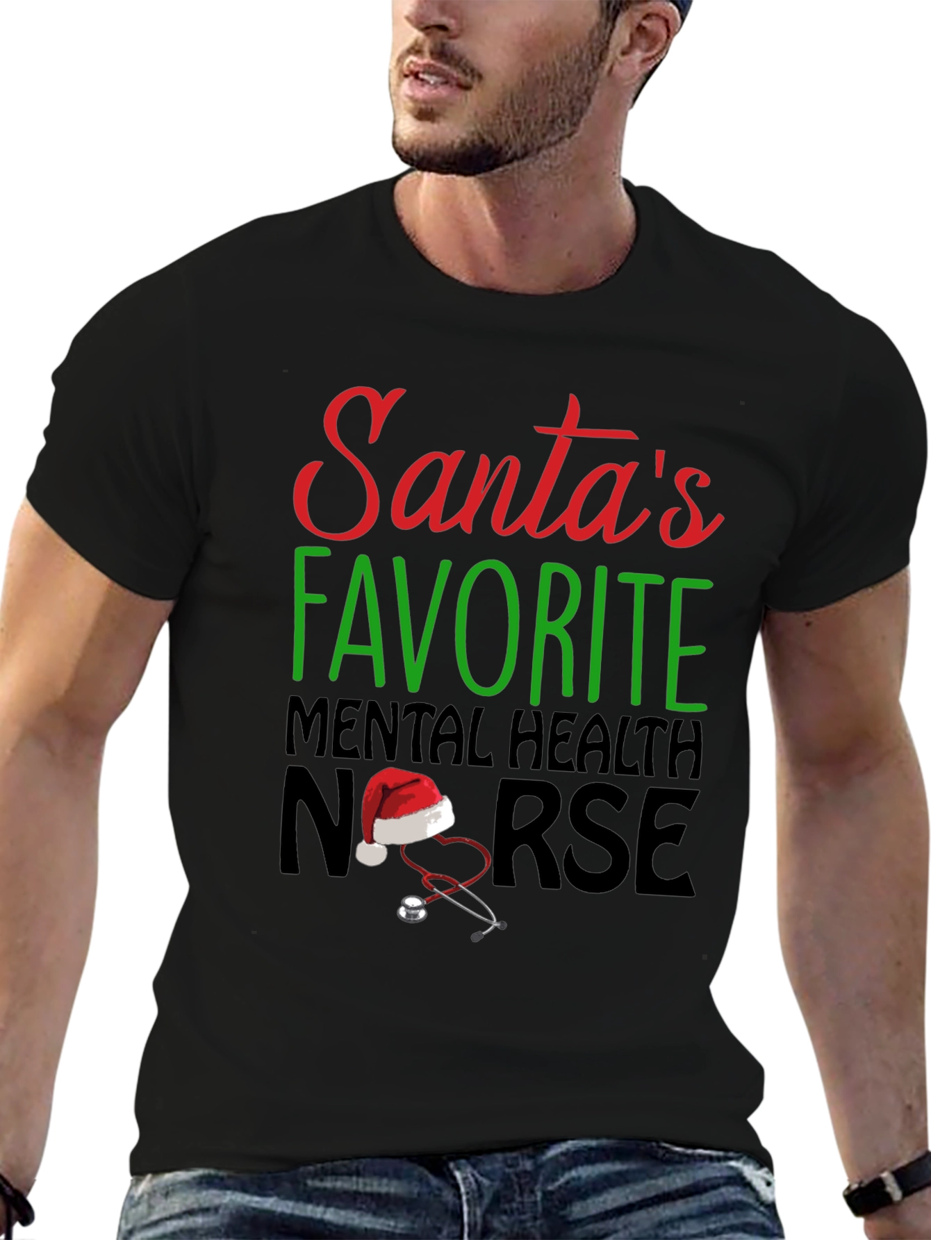 Santas Favorite Mental Health Nurse Christmas T-Shirt