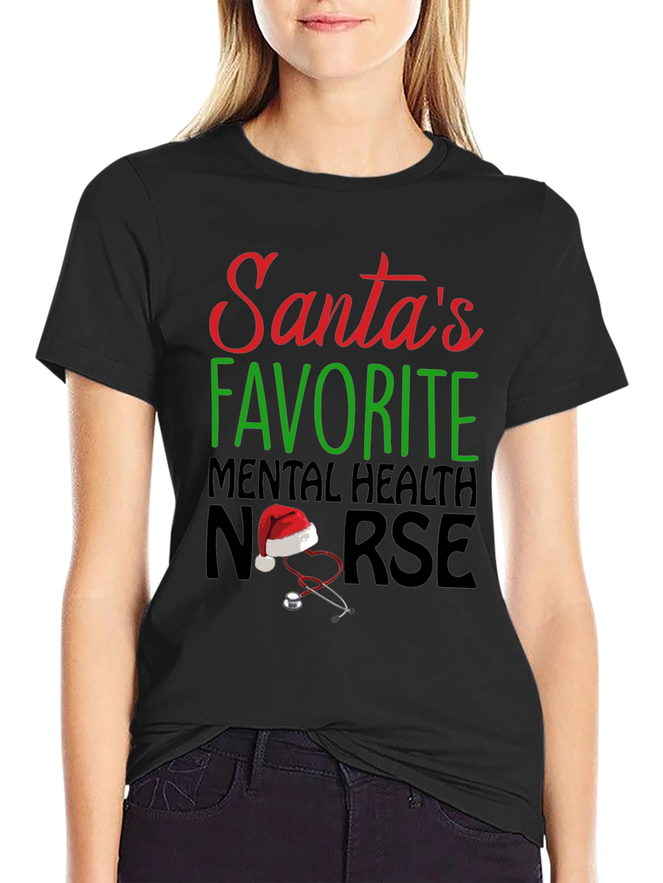 Santas Favorite Mental Health Nurse Christmas T-Shirt