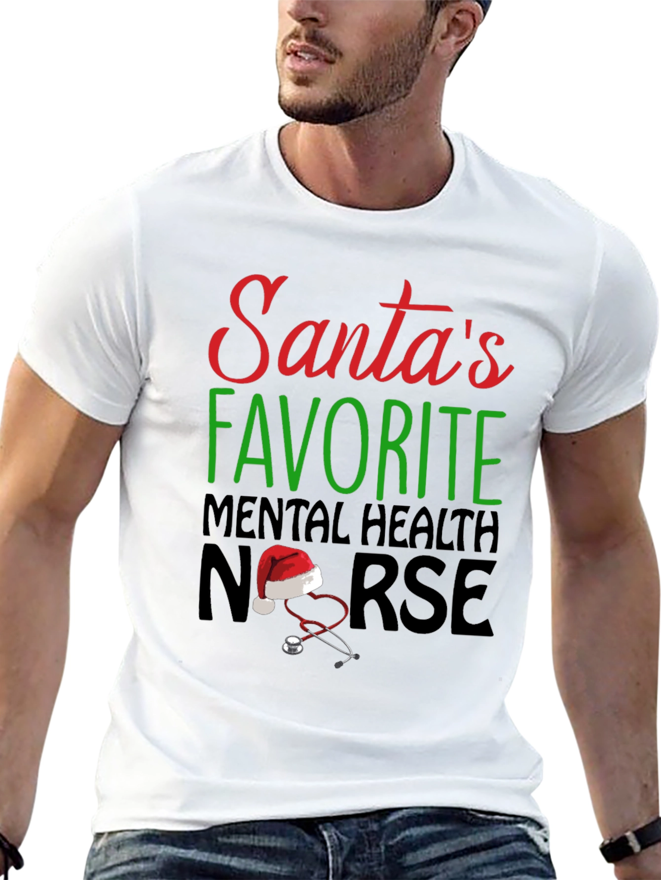Santas Favorite Mental Health Nurse Christmas T-Shirt