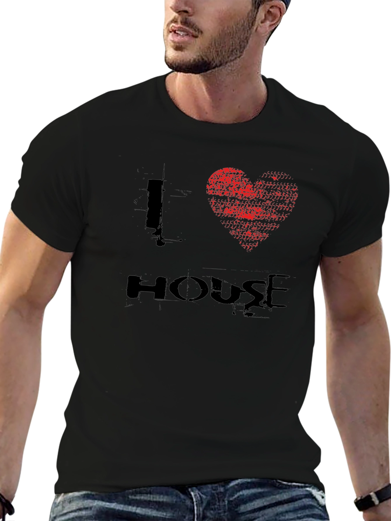 I Heart House Music Black Graphic Tee