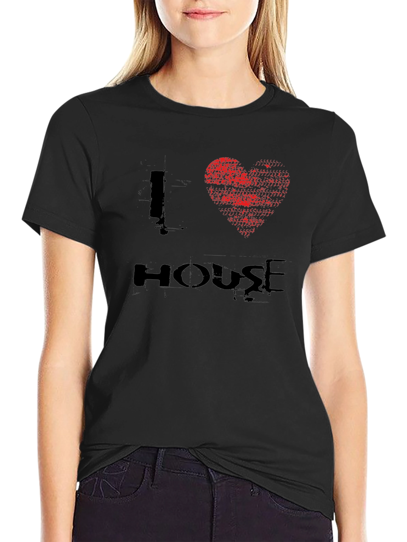 I Heart House Music Black Graphic Tee