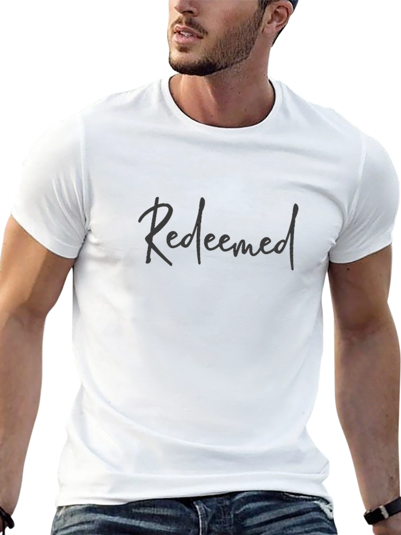 Redeemed Black Cotton Graphic Tee