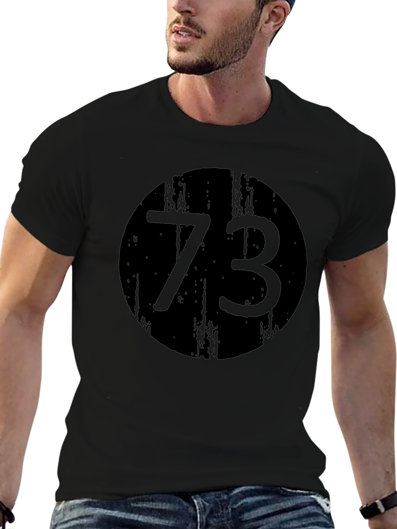 Black 73 Graphic Print Crewneck T-Shirt