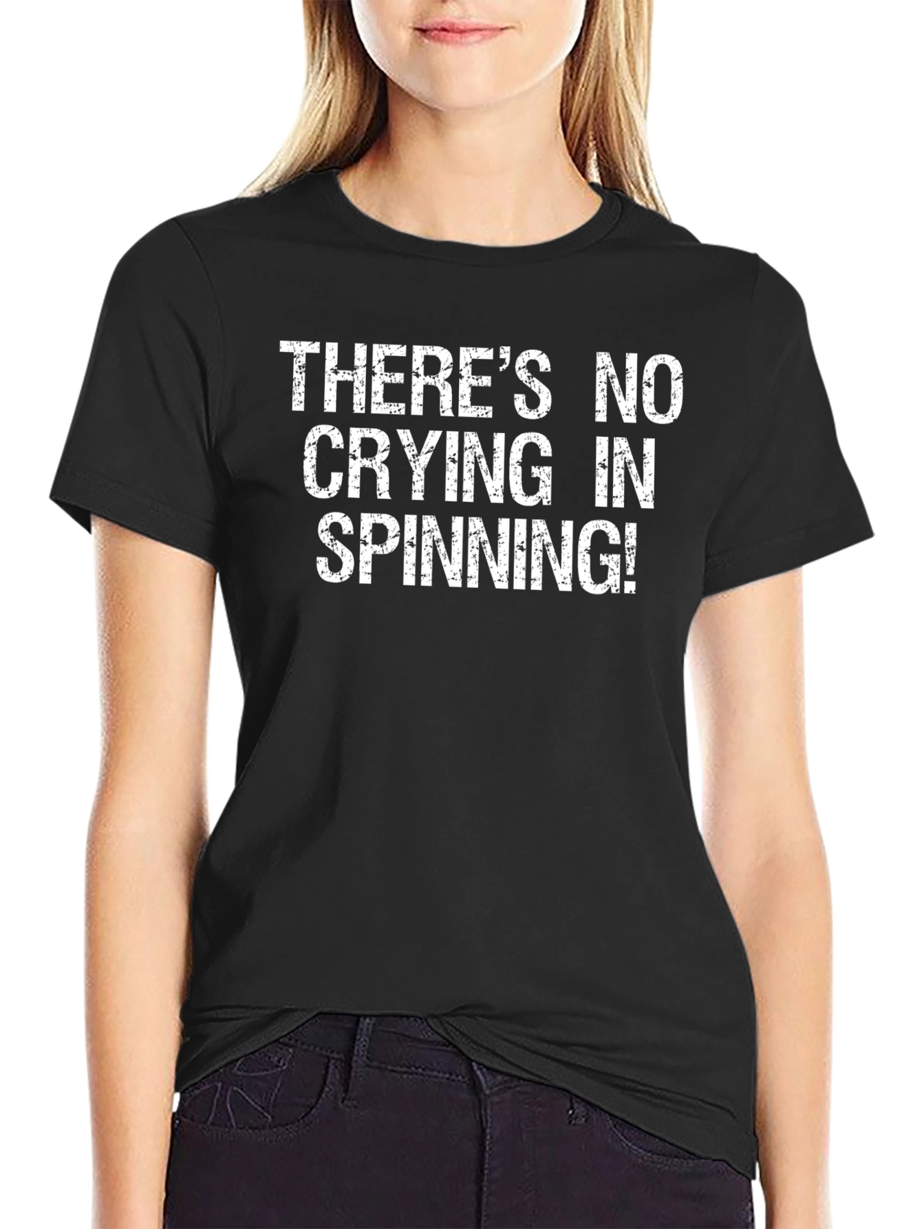 Theres No Crying In Spinning Black T-Shirt
