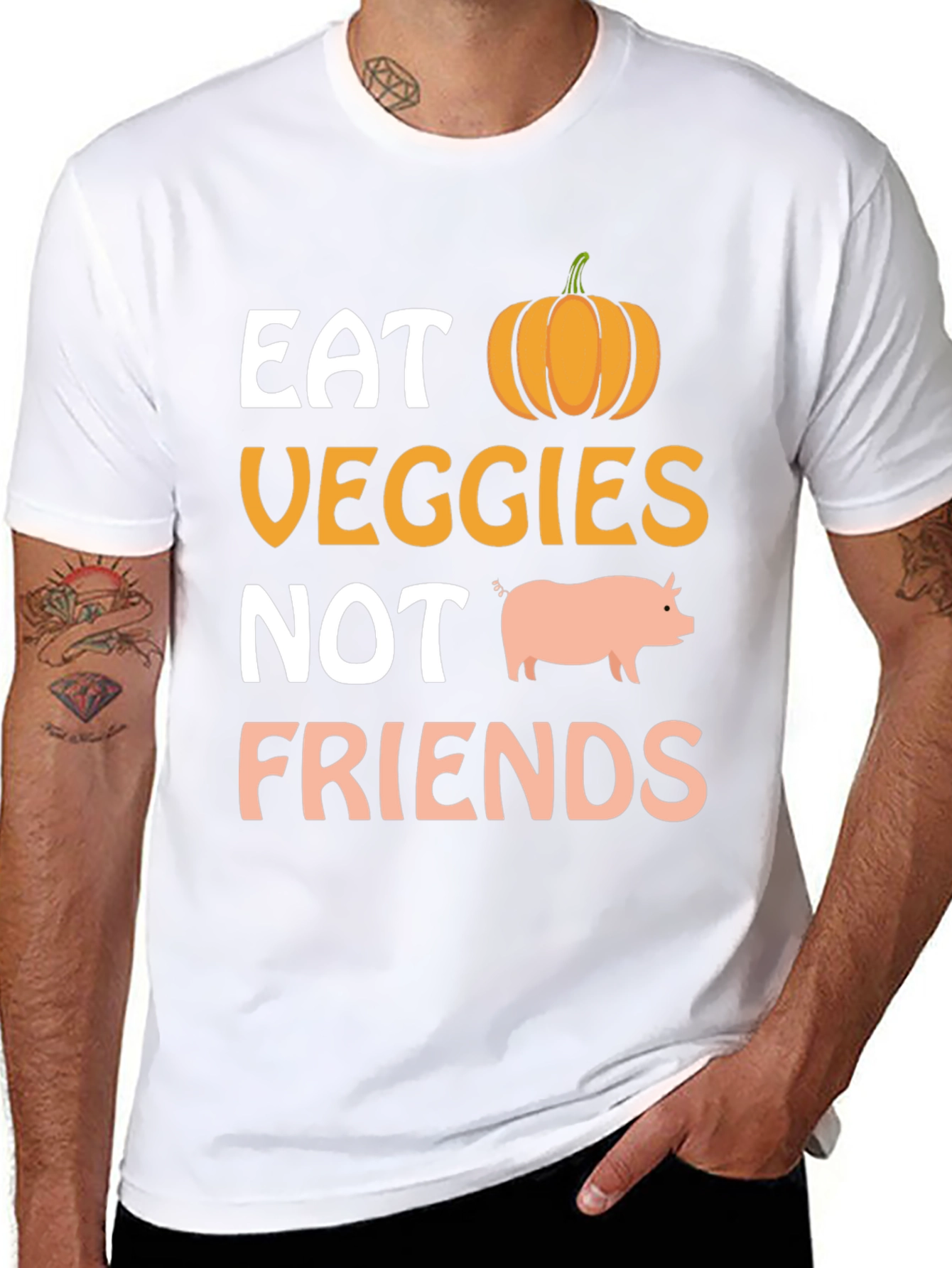 Eat Veggies Not Friends Vegan Graphic T-Shirt