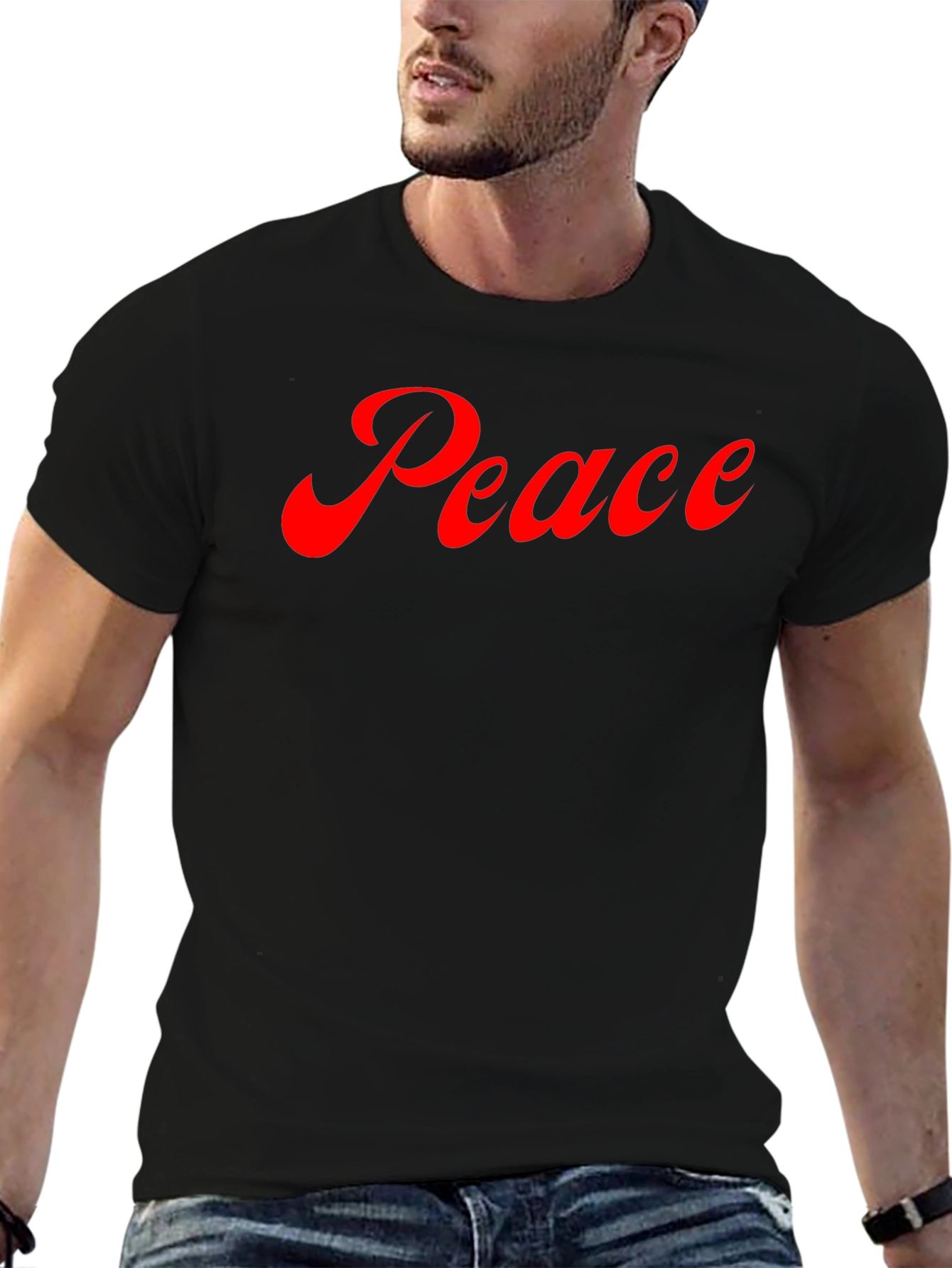 Peace Graphic Tee - Soft Black Cotton T-Shirt