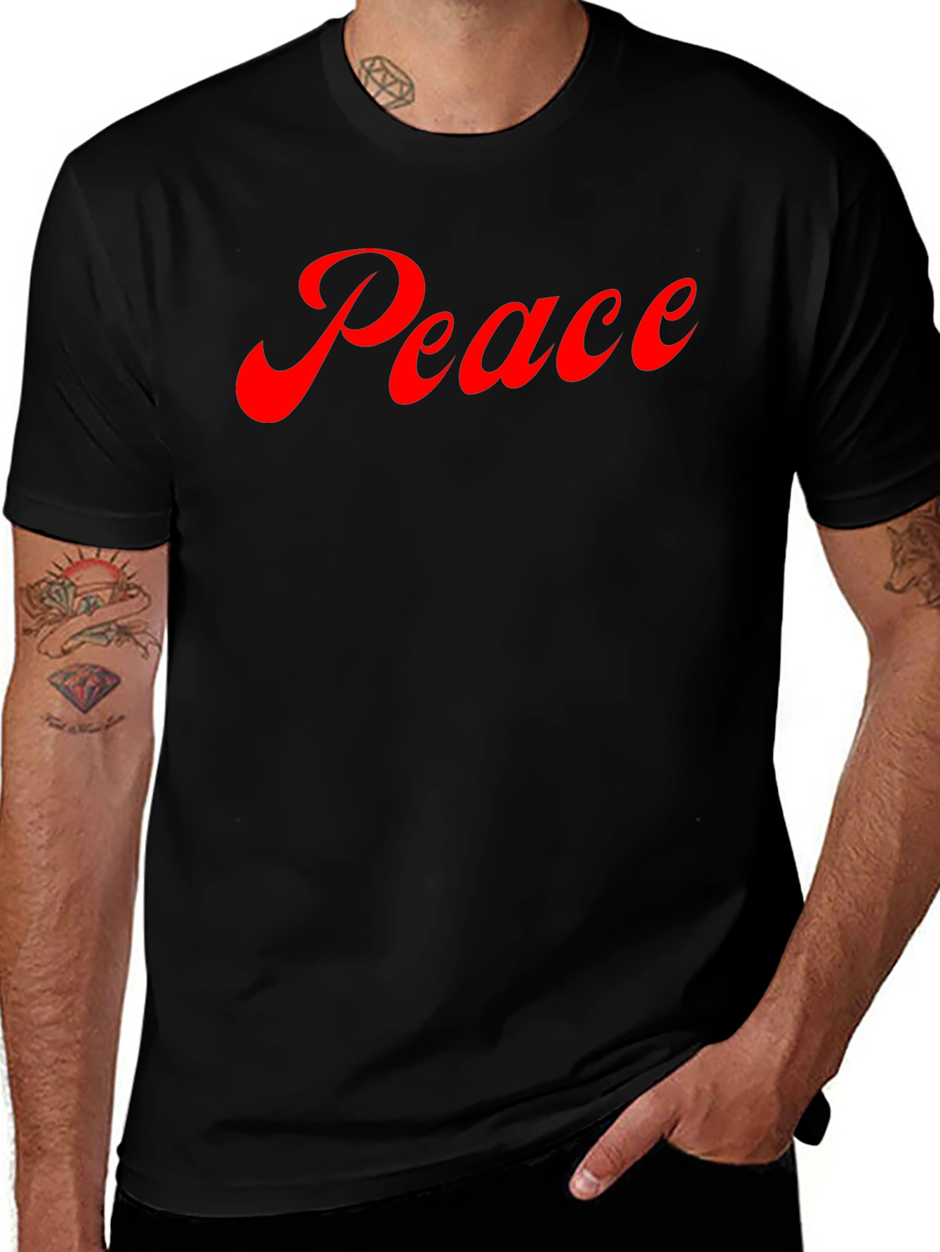 Peace Graphic Tee - Soft Black Cotton T-Shirt