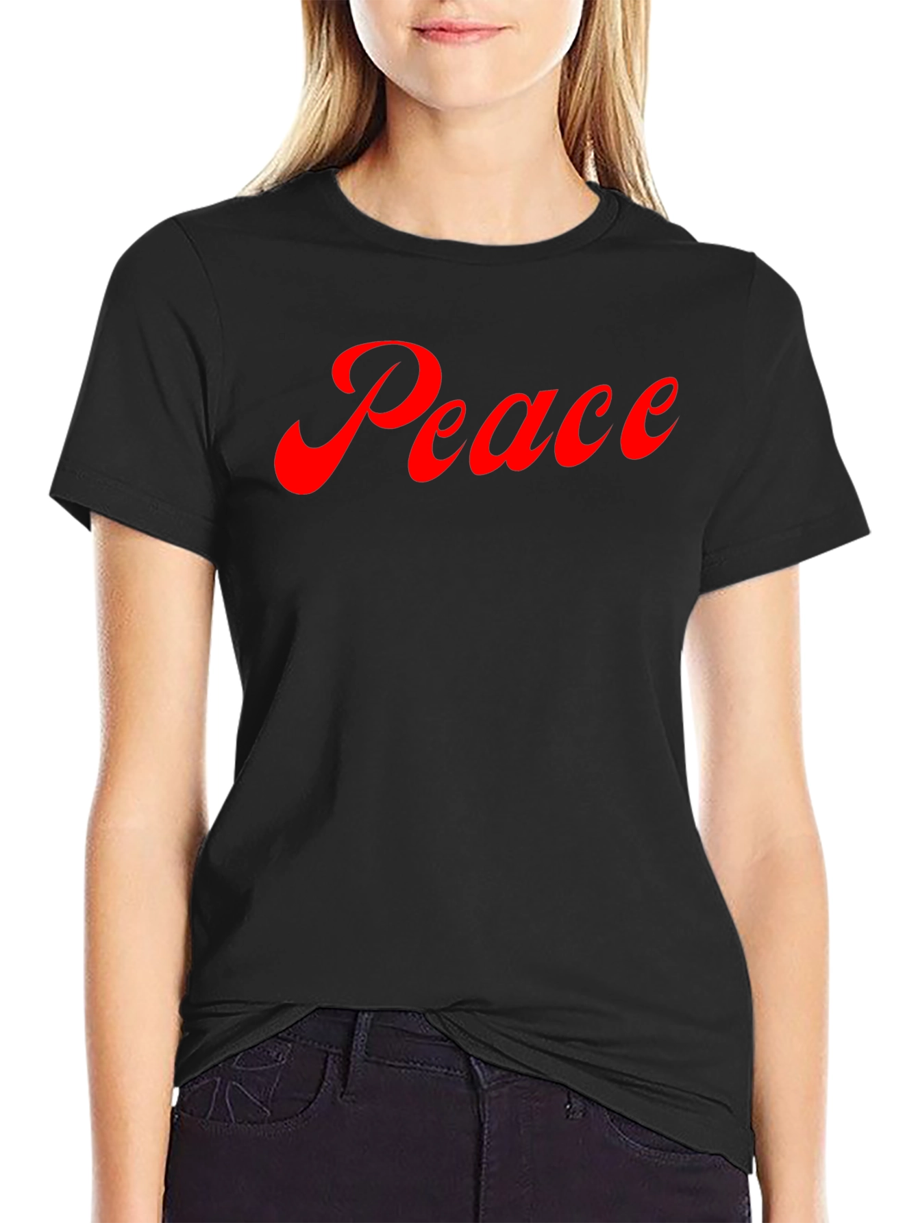 Peace Graphic Tee - Soft Black Cotton T-Shirt