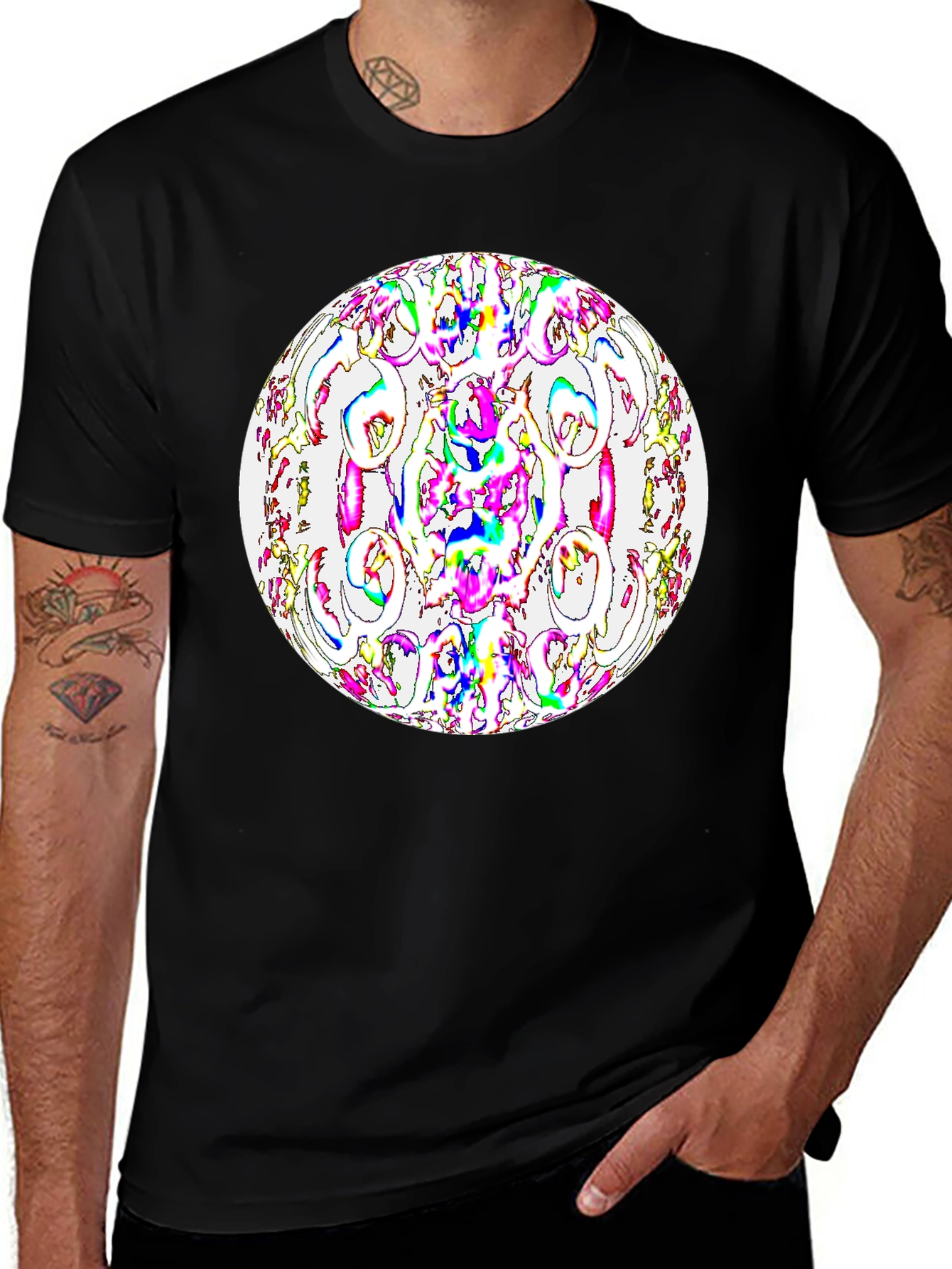 Abstract Orb Graphic Black T-Shirt