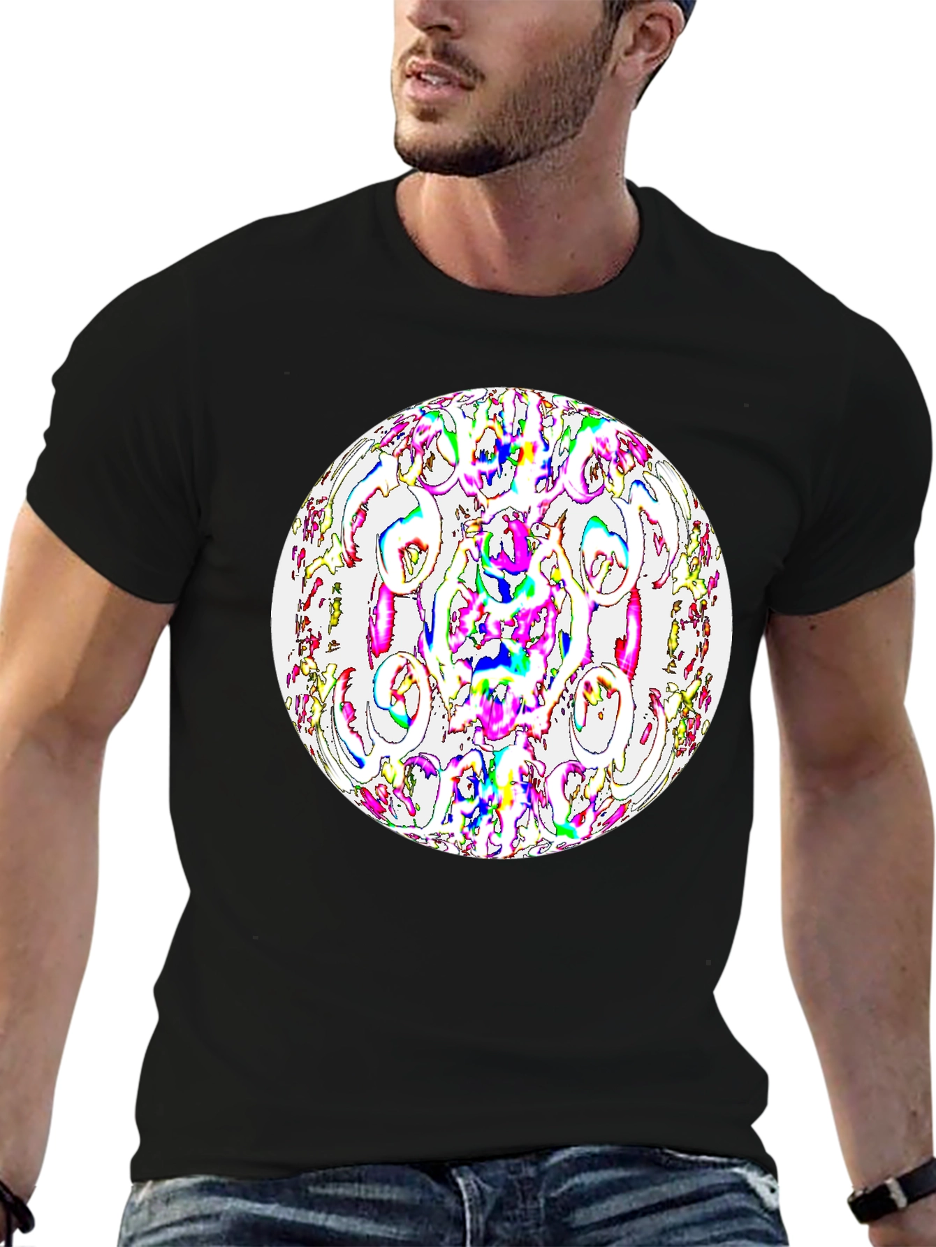 Abstract Orb Graphic Black T-Shirt