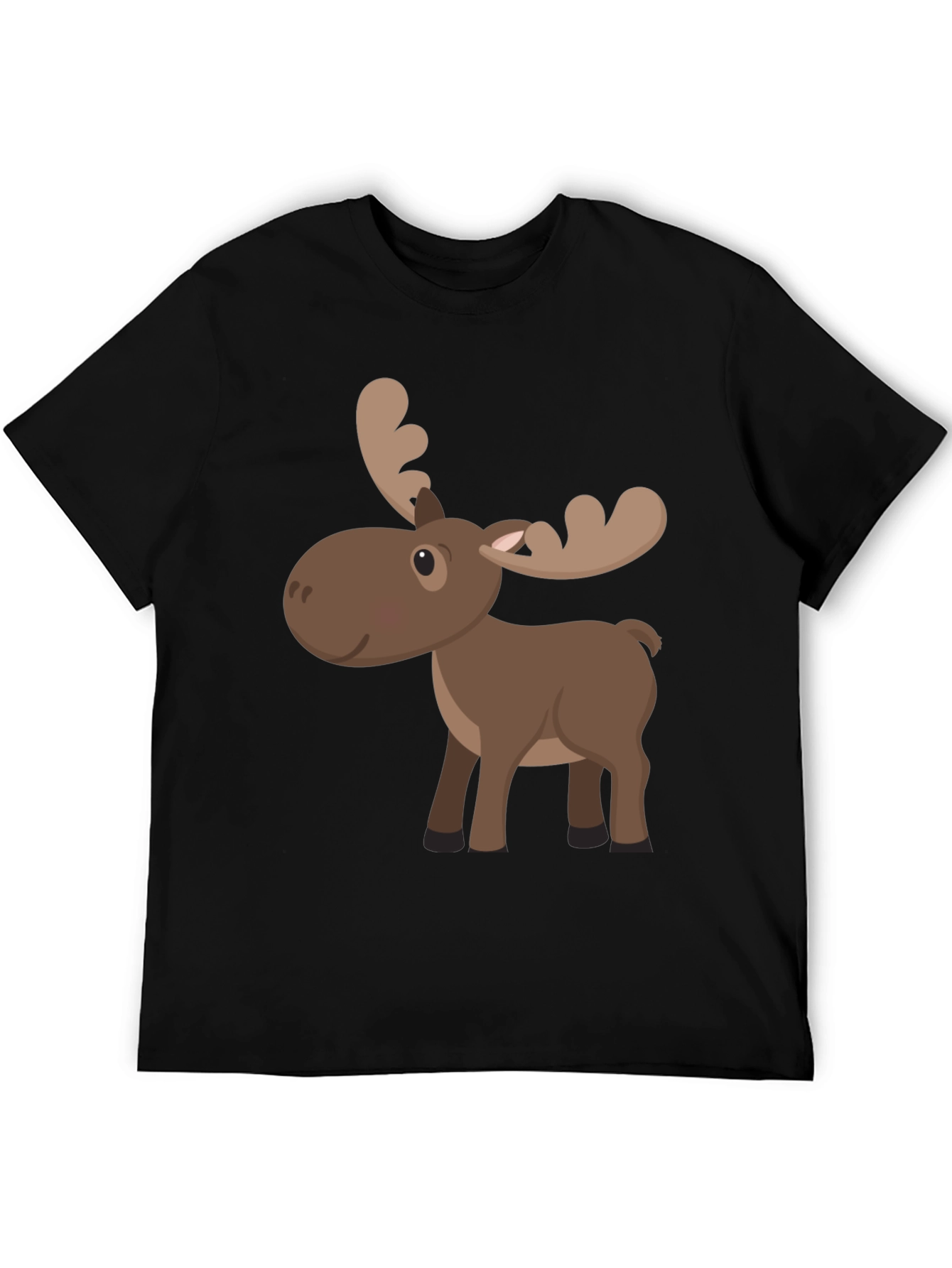 Cartoon Moose Graphic Tee - Black