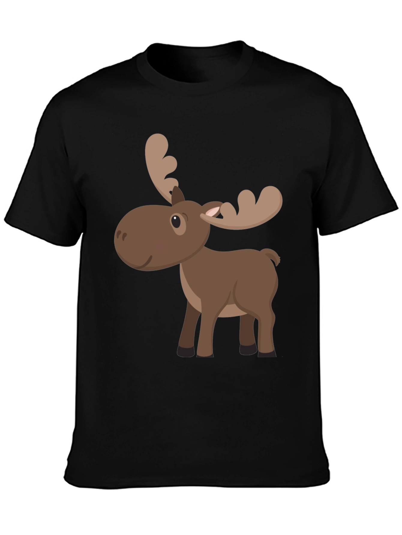 Cartoon Moose Graphic Tee - Black