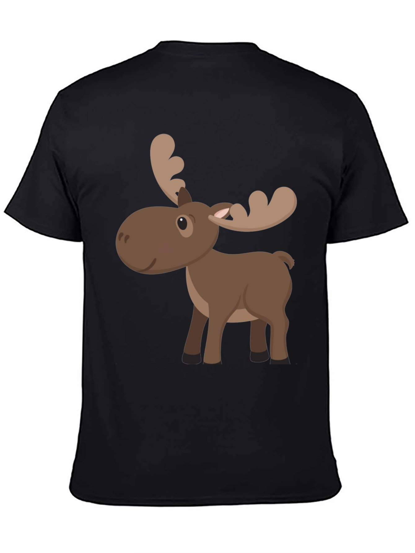Cartoon Moose Graphic Tee - Black