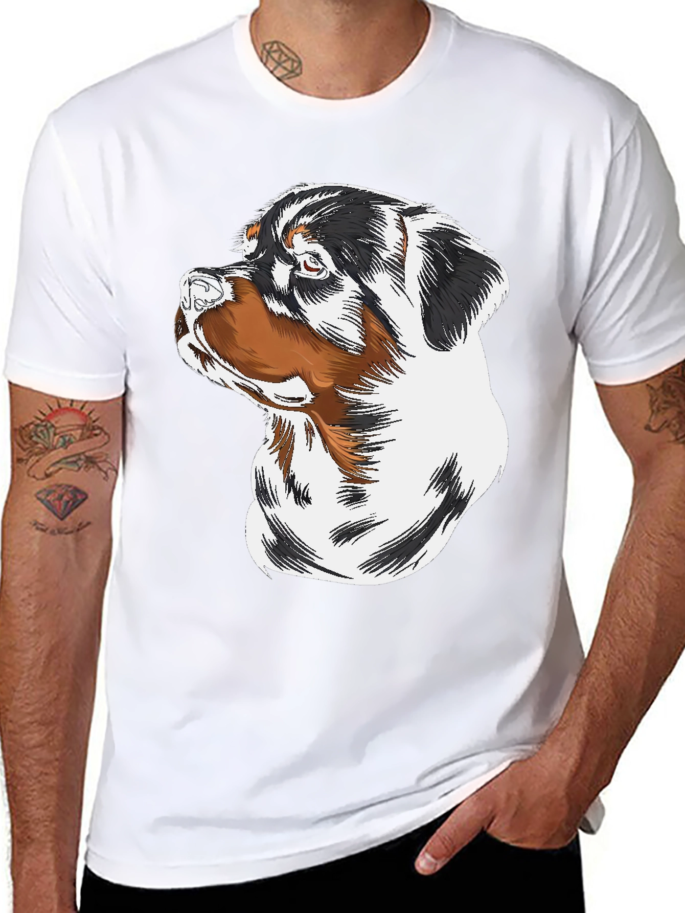 Rottweiler Dog Graphic Black T-Shirt