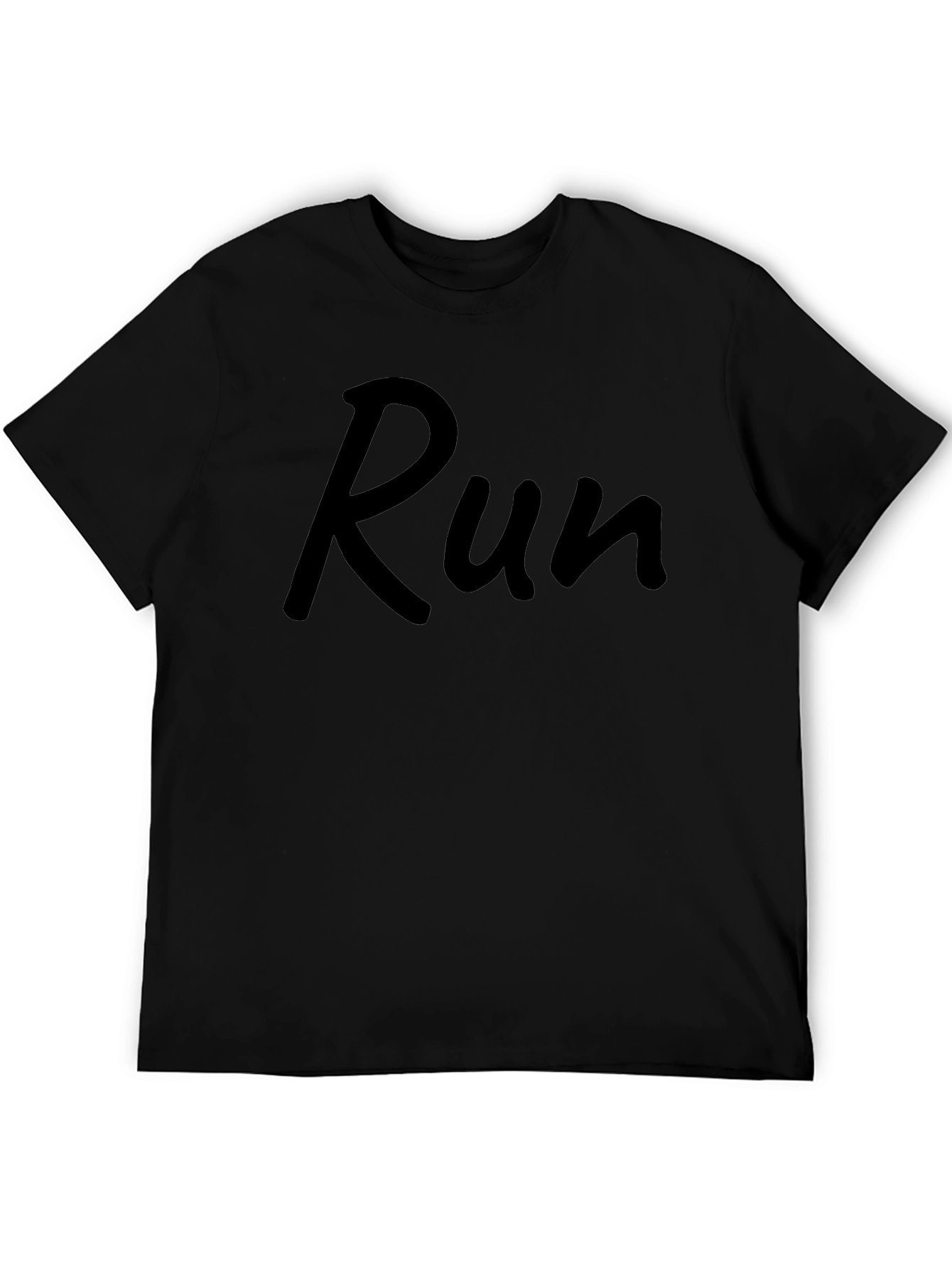 Run Graphic Print Black T-Shirt