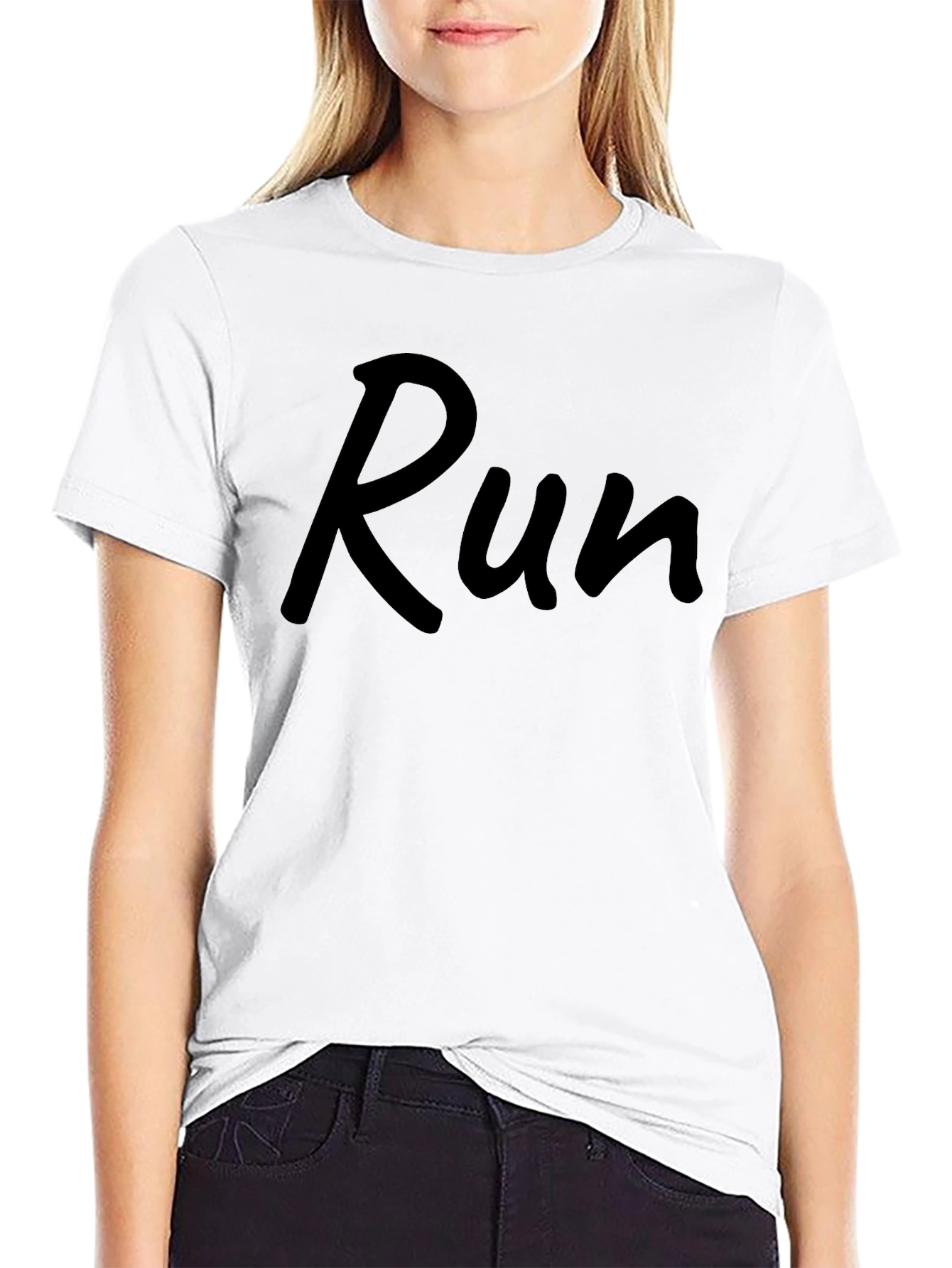 Run Graphic Print Black T-Shirt