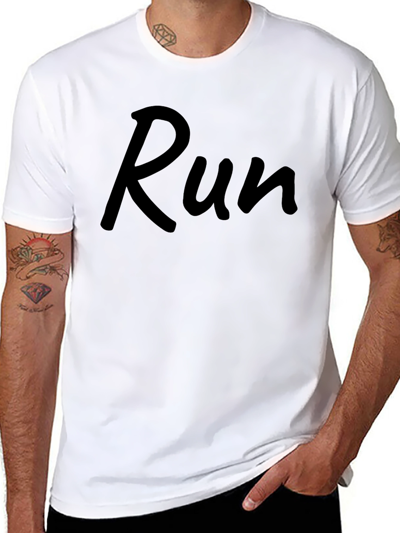 Run Graphic Print Black T-Shirt