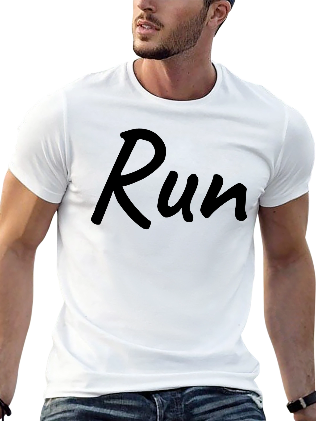Run Graphic Print Black T-Shirt