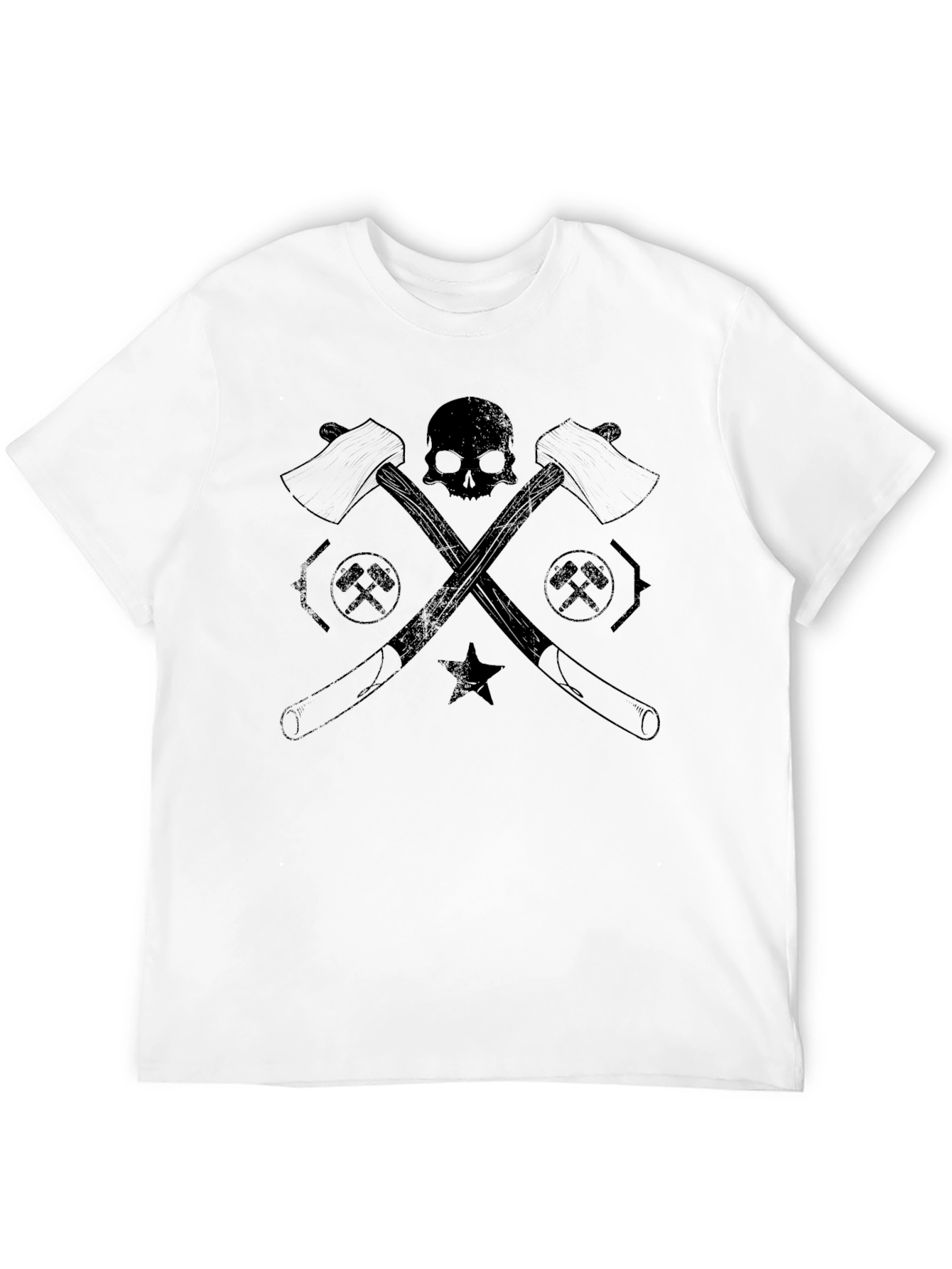 Skull & Axes Graphic Tee - Black Cotton