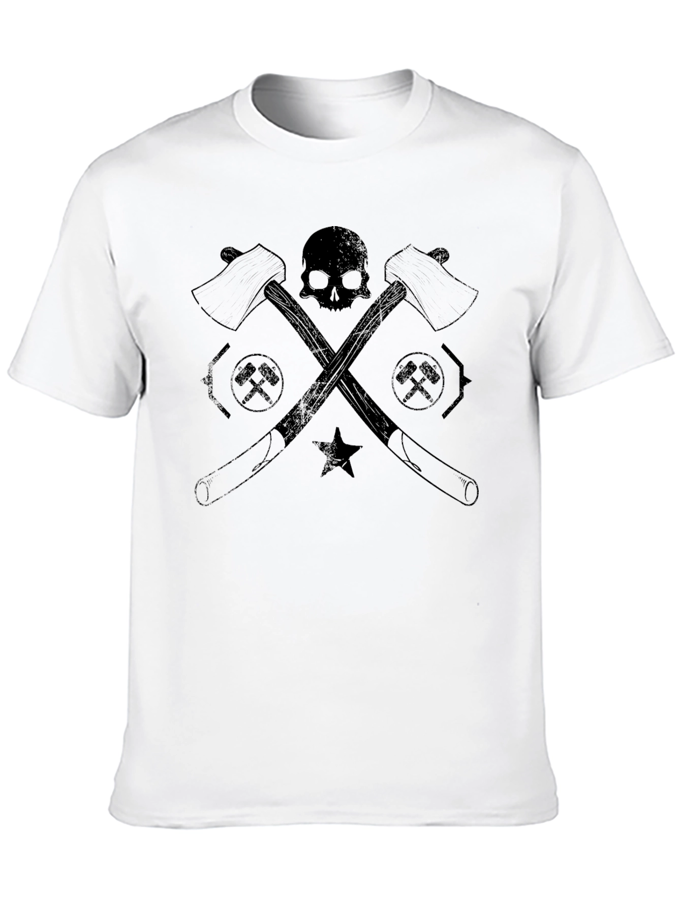 Skull & Axes Graphic Tee - Black Cotton