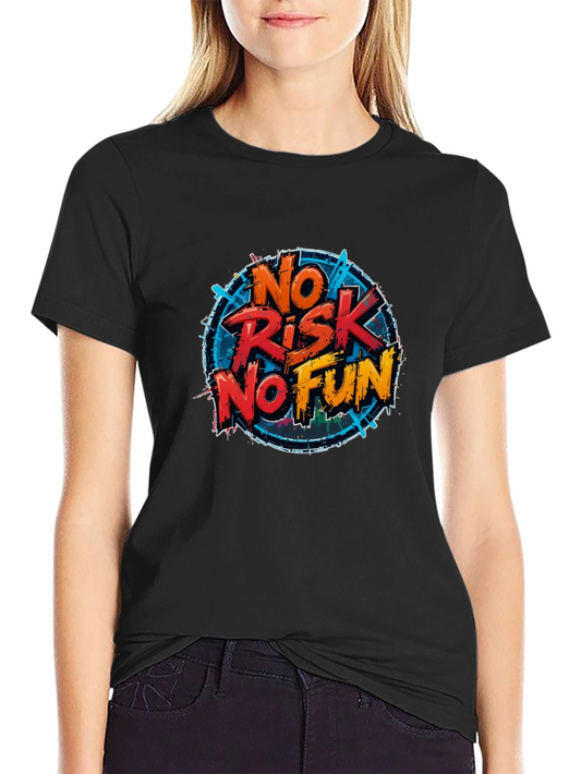 No Risk No Fun Graphic Tee - Black Casual Shirt