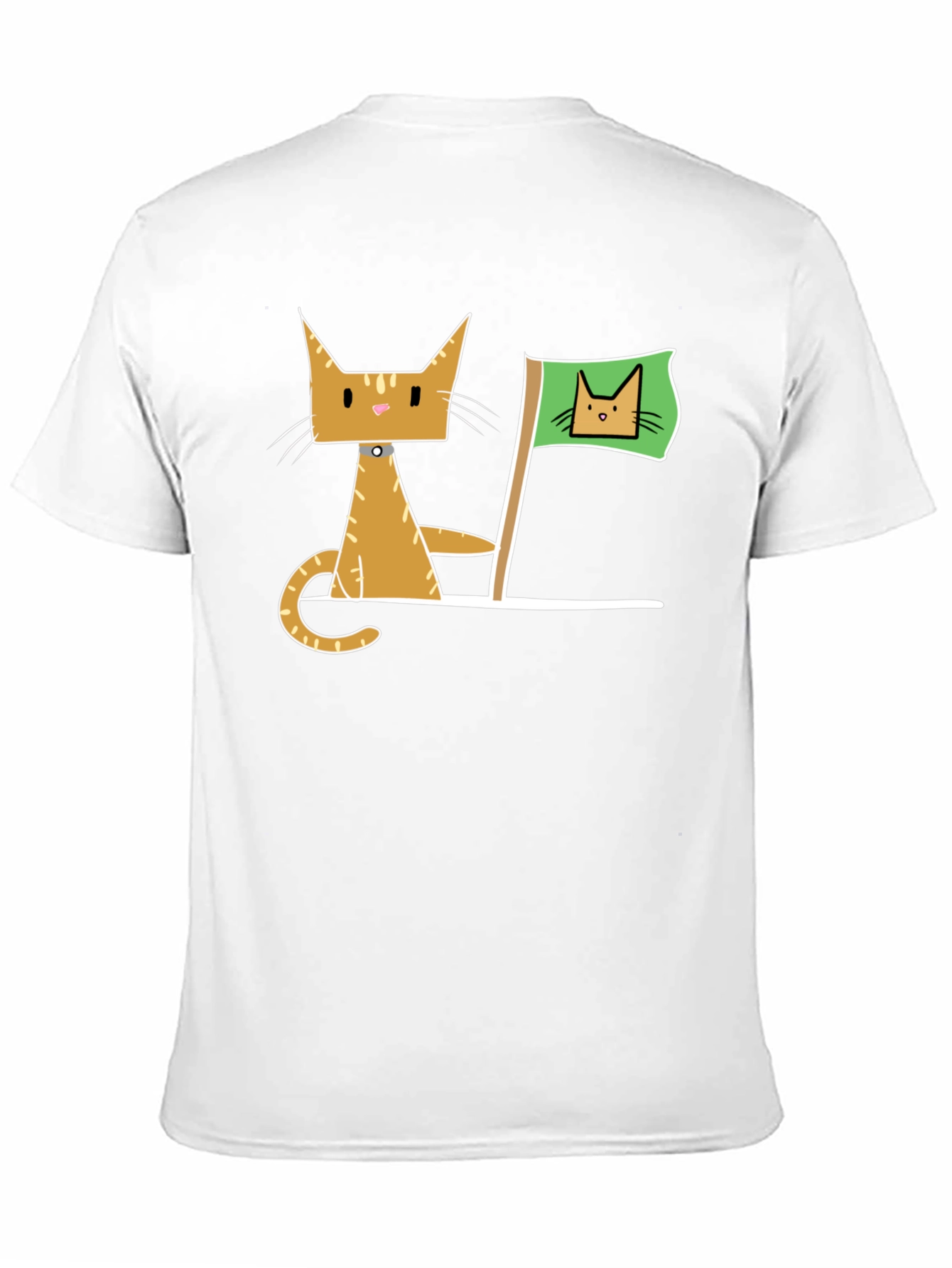 Geometric Cat Flag Black T-Shirt