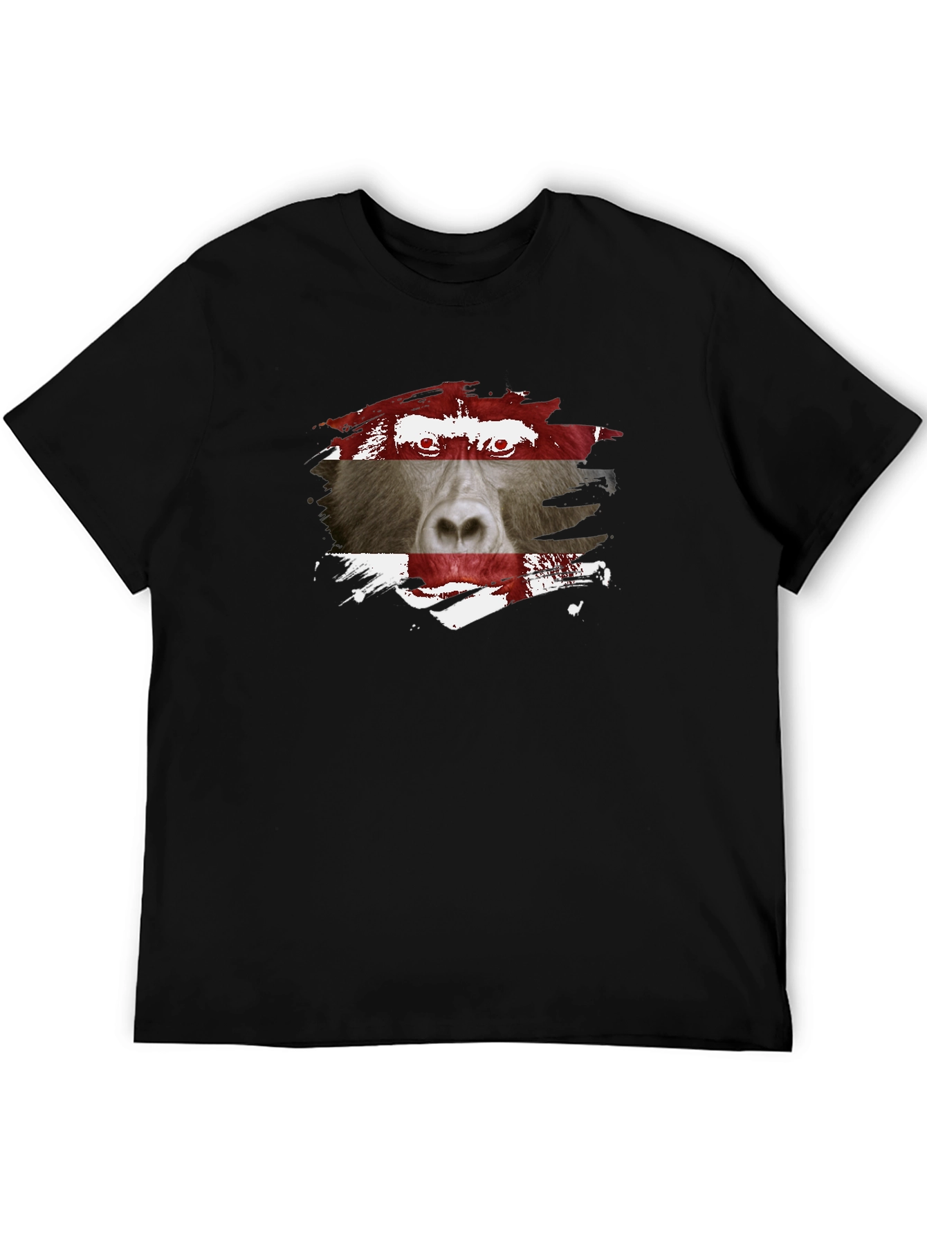 Baboon Flag Graphic Tee - Unique Mens Black T-Shirt