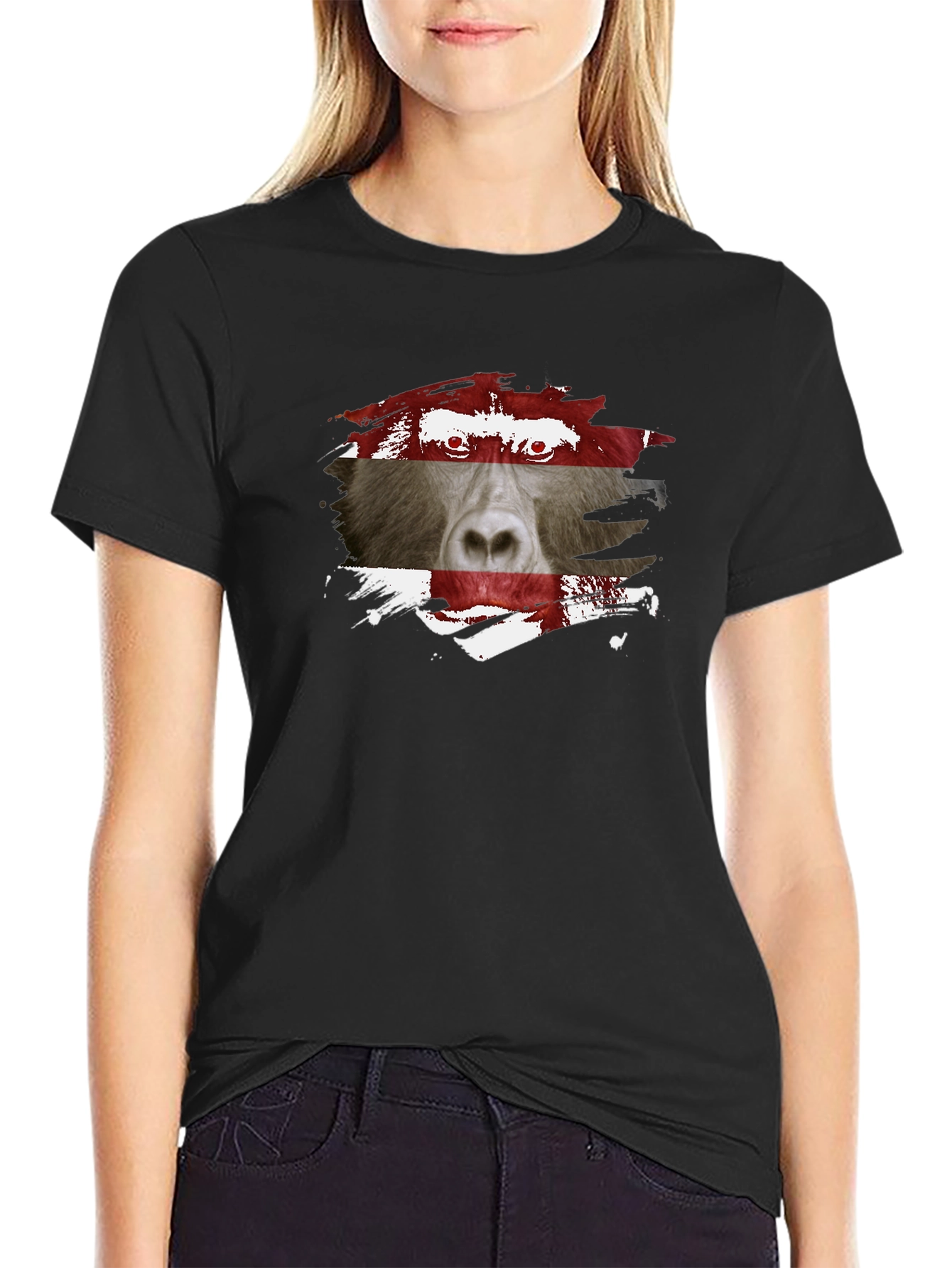 Baboon Flag Graphic Tee - Unique Mens Black T-Shirt