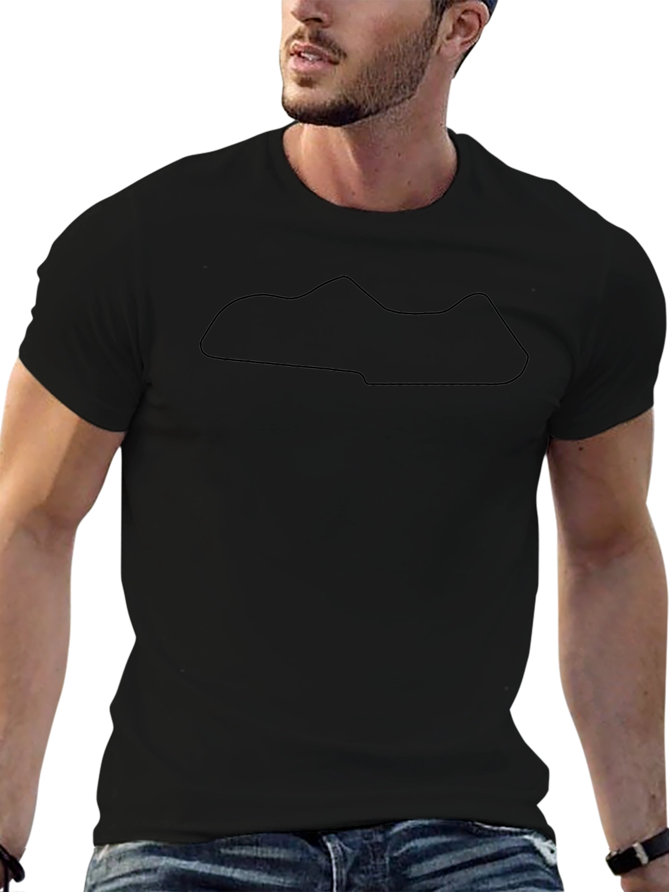 Black T-Shirt with Circuit Design - Casual Wear