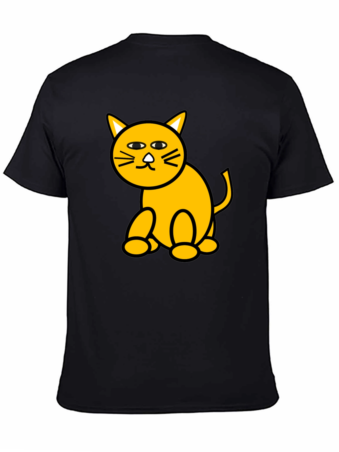 Funny Cat Graphic Tee - Black Cotton T-Shirt