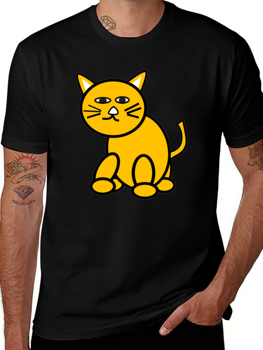 Funny Cat Graphic Tee - Black Cotton T-Shirt