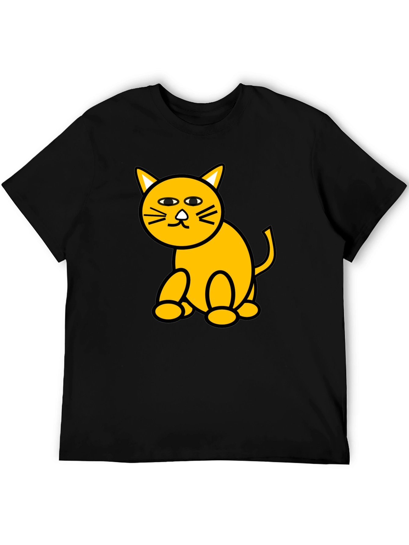 Funny Cat Graphic Tee - Black Cotton T-Shirt