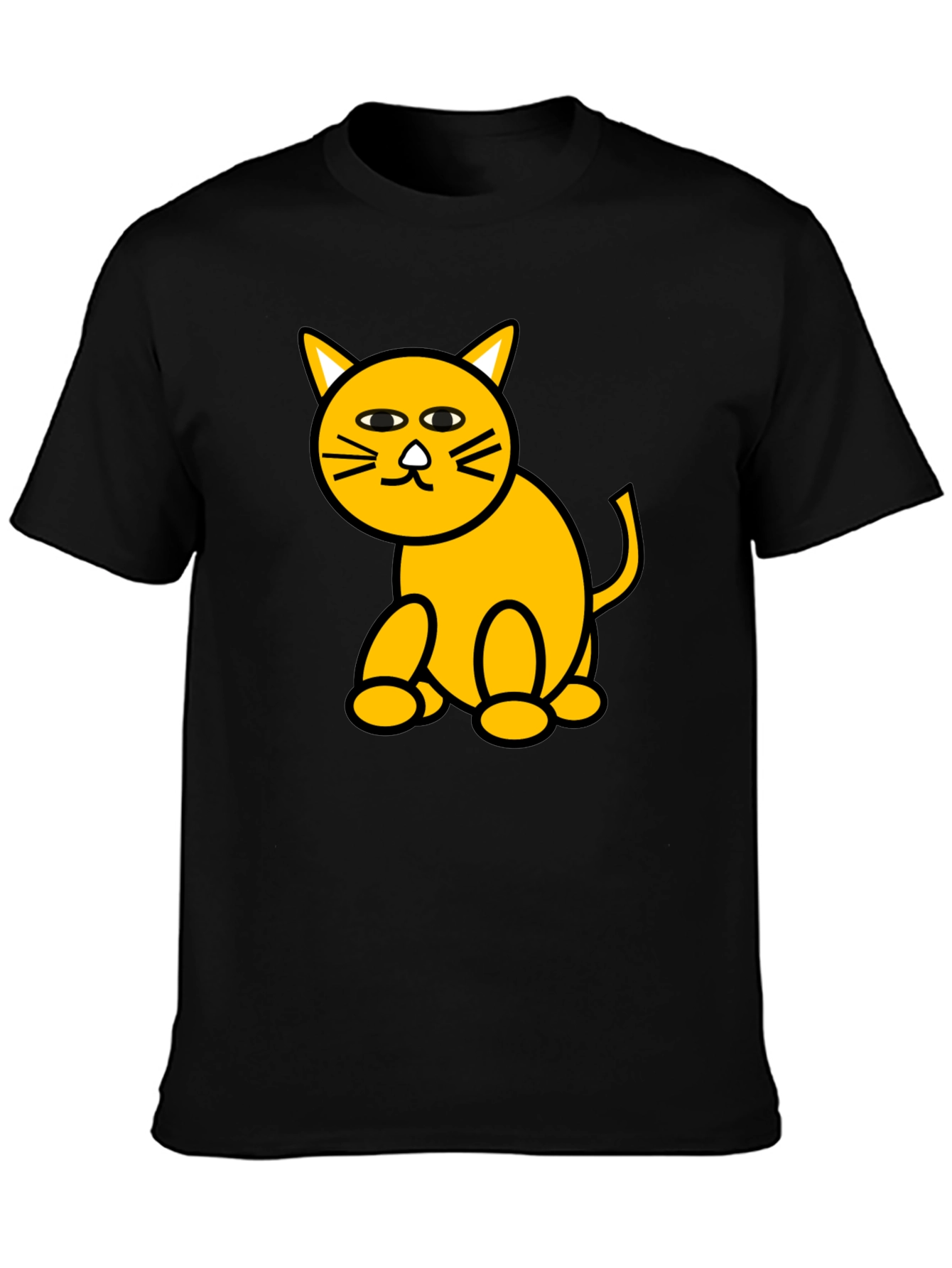 Funny Cat Graphic Tee - Black Cotton T-Shirt