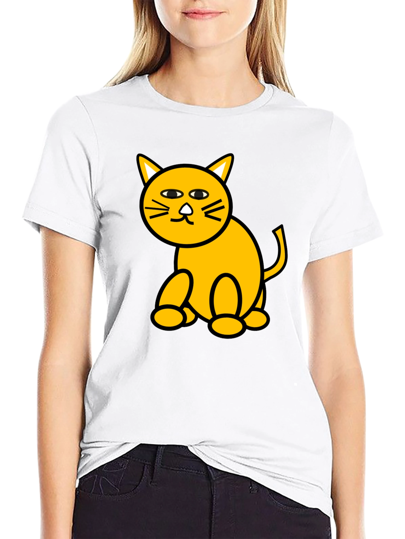 Funny Cat Graphic Tee - Black Cotton T-Shirt