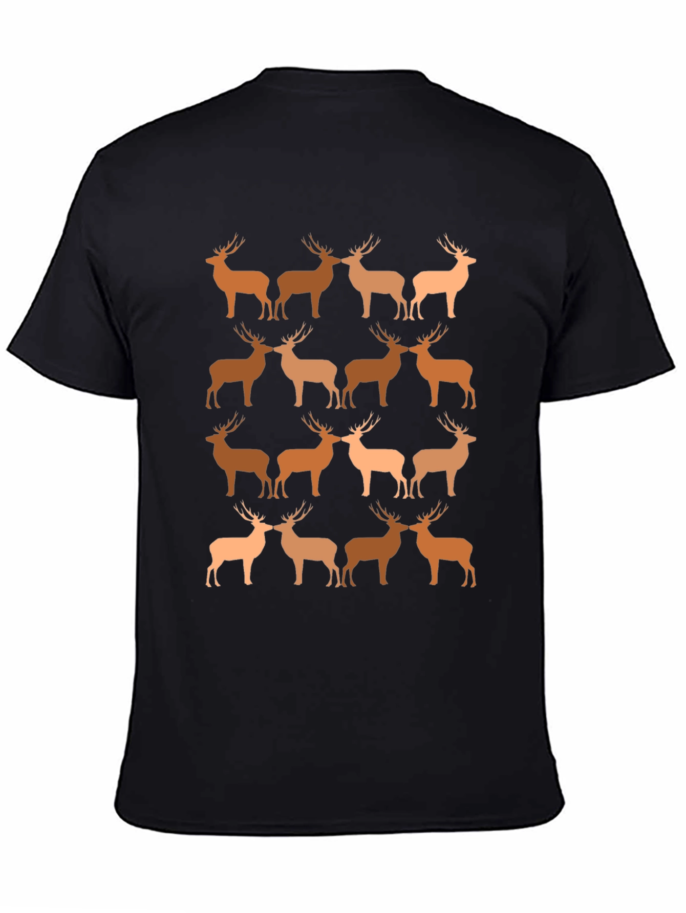 Deer Pattern T-Shirt - Black