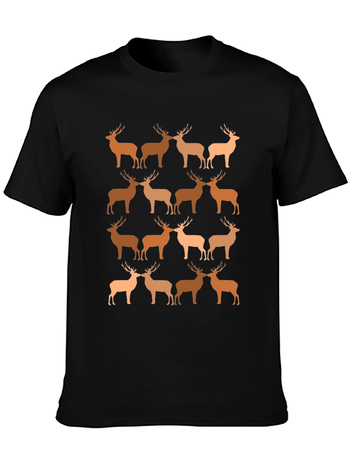 Deer Pattern T-Shirt - Black