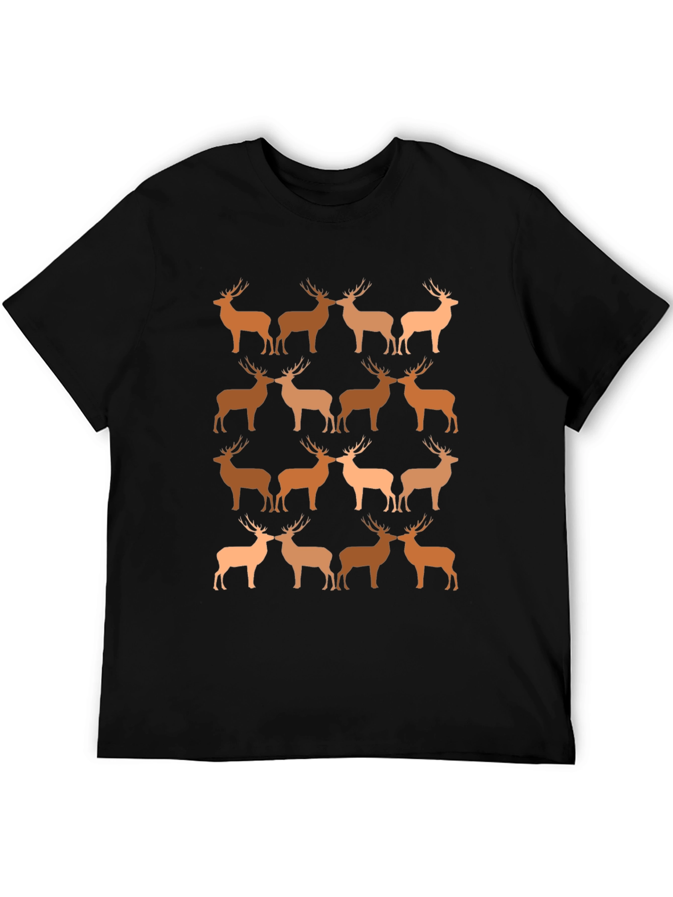 Deer Pattern T-Shirt - Black