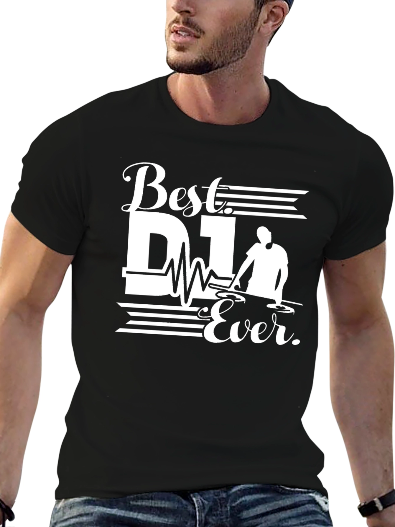 Best DJ Ever Graphic Tee - Black Cotton T-Shirt