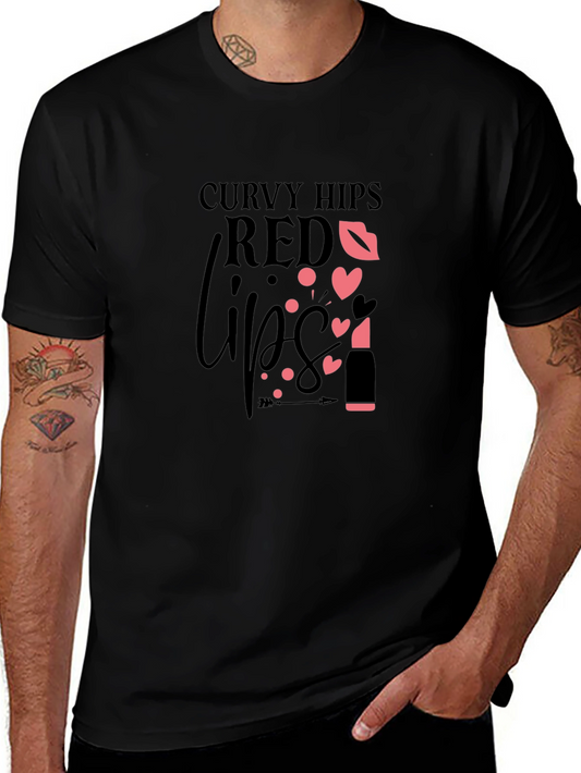 Curvy Hips Red Lips Graphic Tee - Stylish Comfort