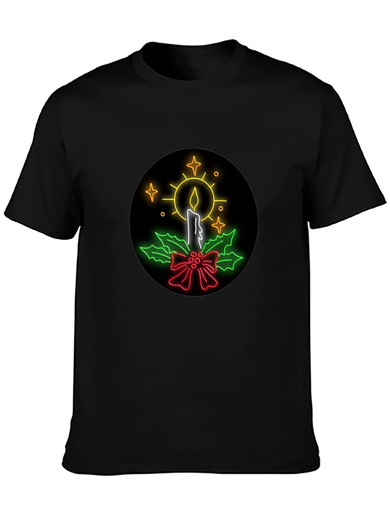 Neon Candle Christmas T-Shirt
