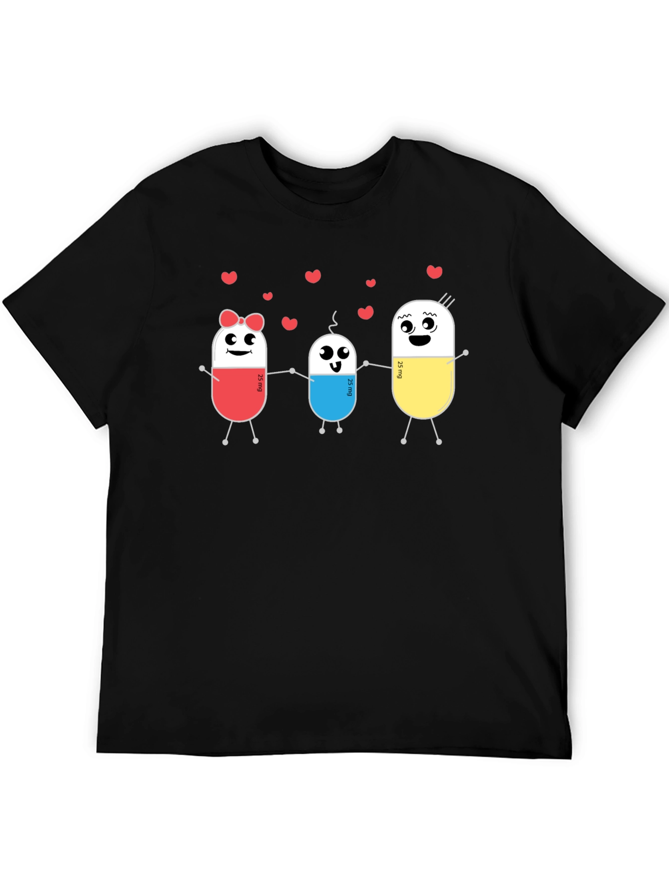 Cute Pill Family Black T-Shirt