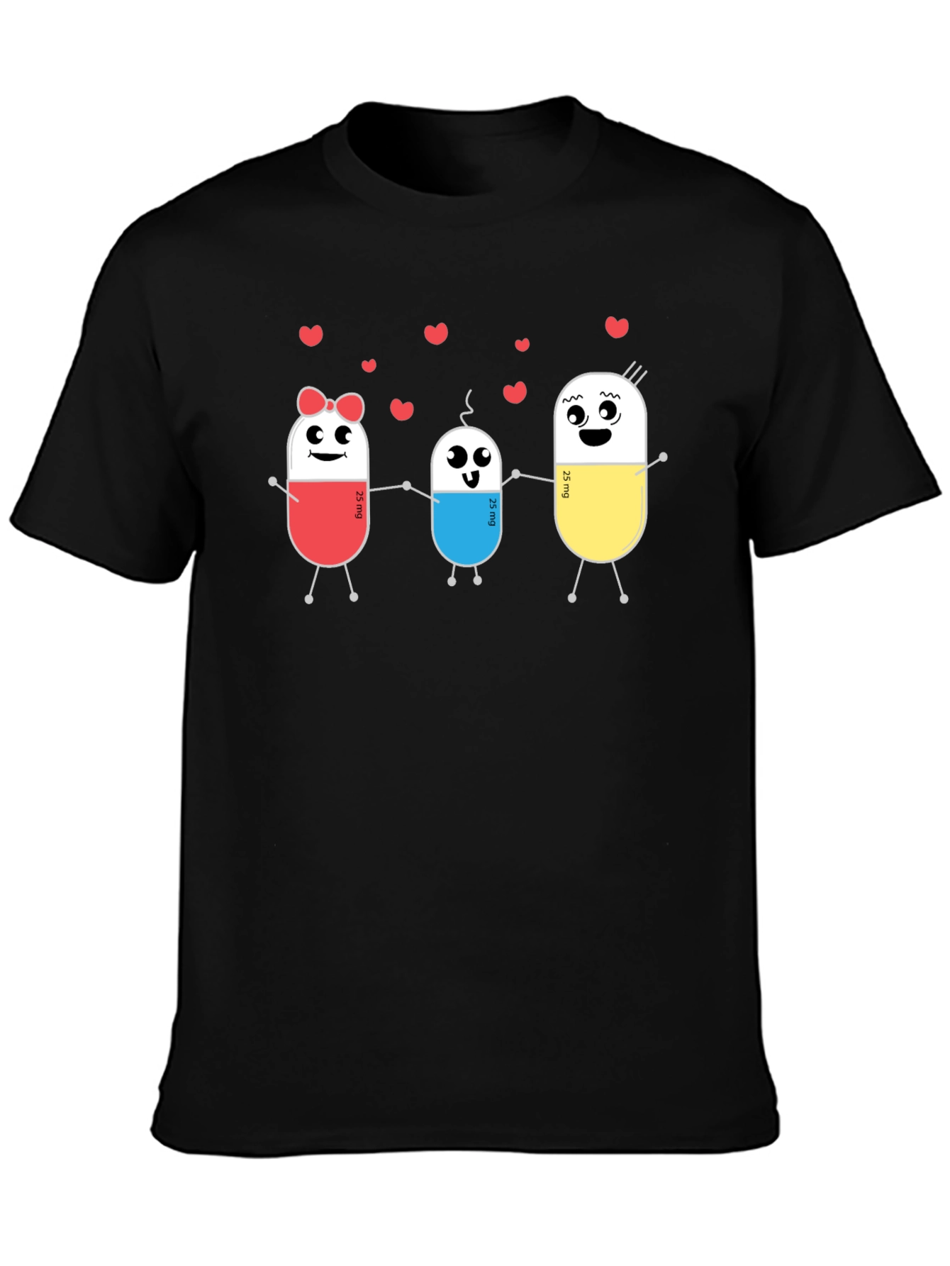 Cute Pill Family Black T-Shirt