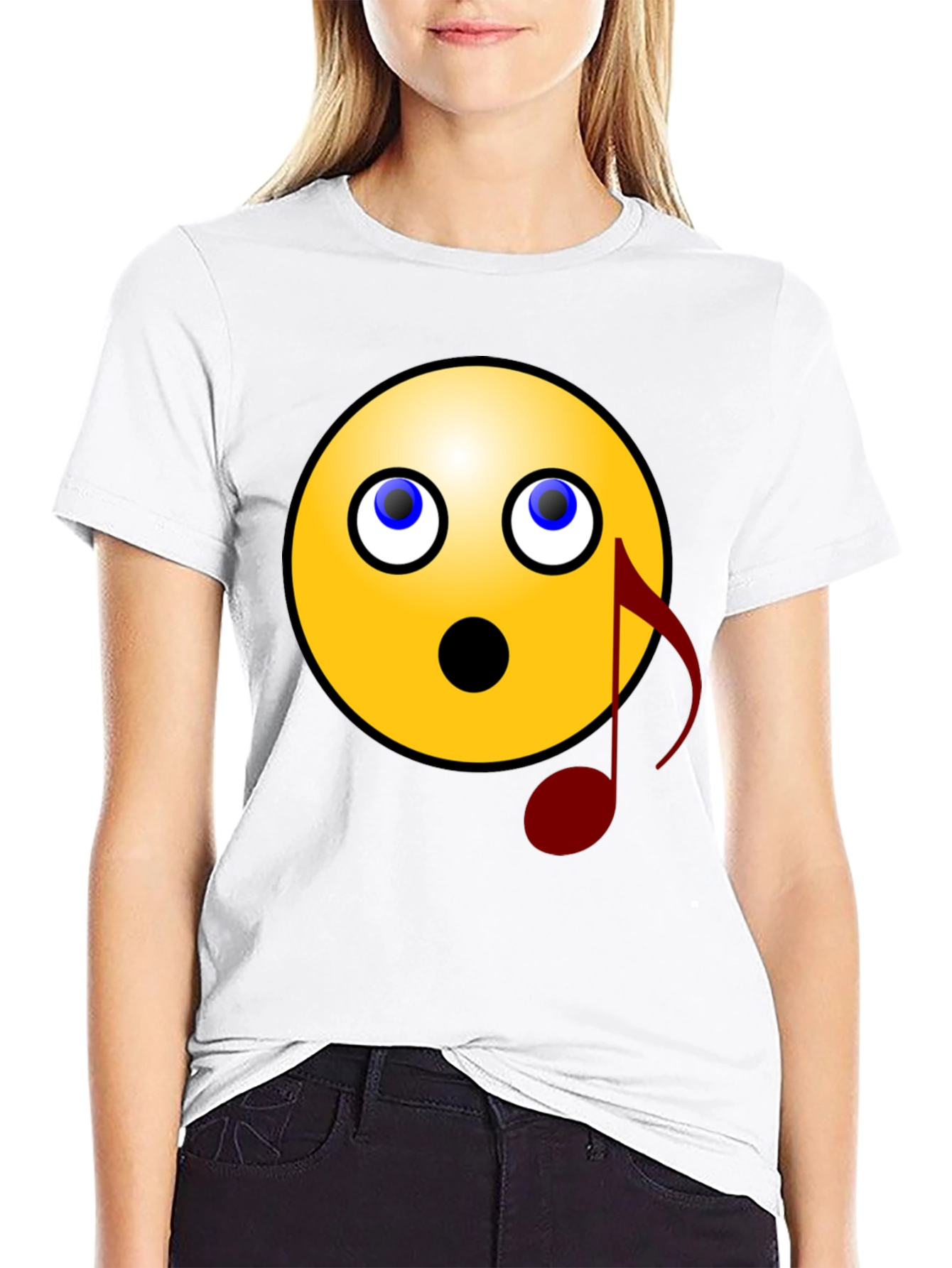 Surprised Emoji Musical Note Graphic Tee